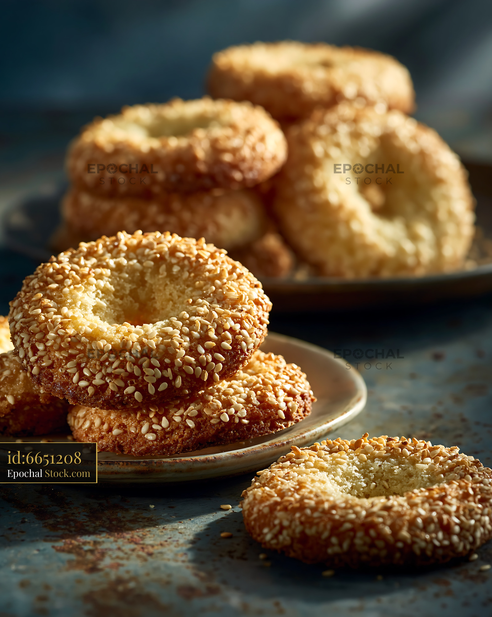Homemade mahlab spice biscuits with toasted sesame seeds - stock photo