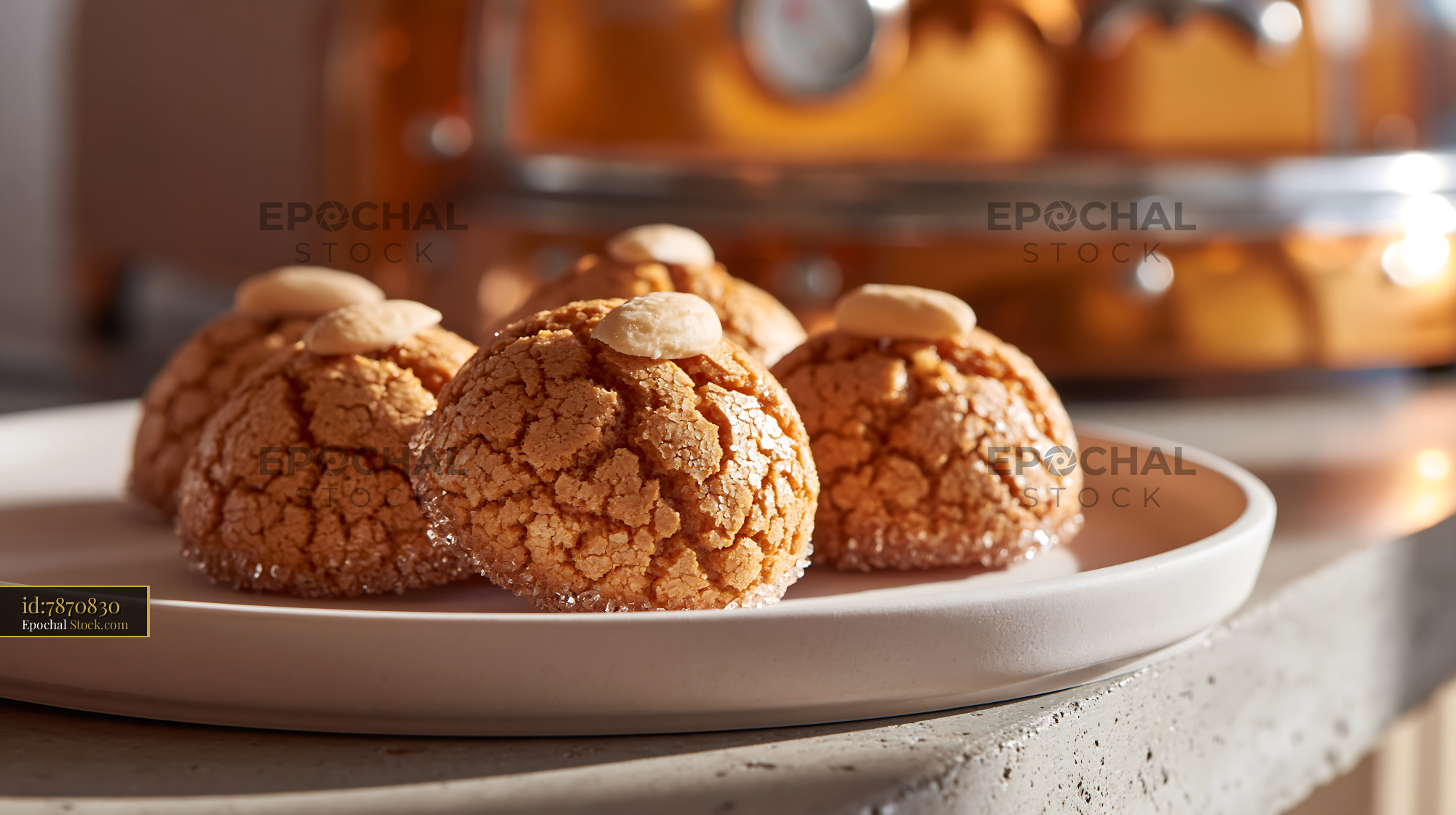 Traditional acibadem kurabiyesi biscuits on a plate in a cozy cafe - stock photo