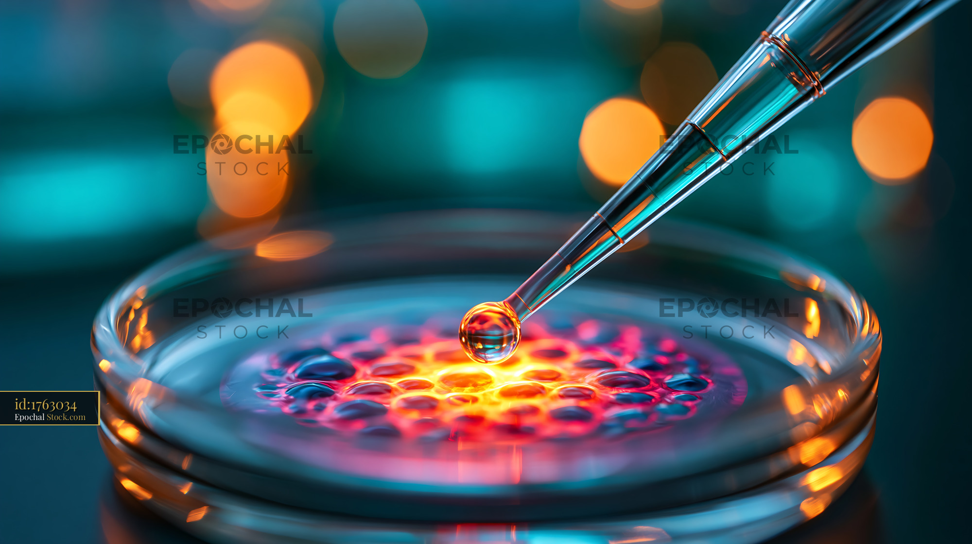 Close up of perforated patch clamp recording on a cellular membrane - stock photo