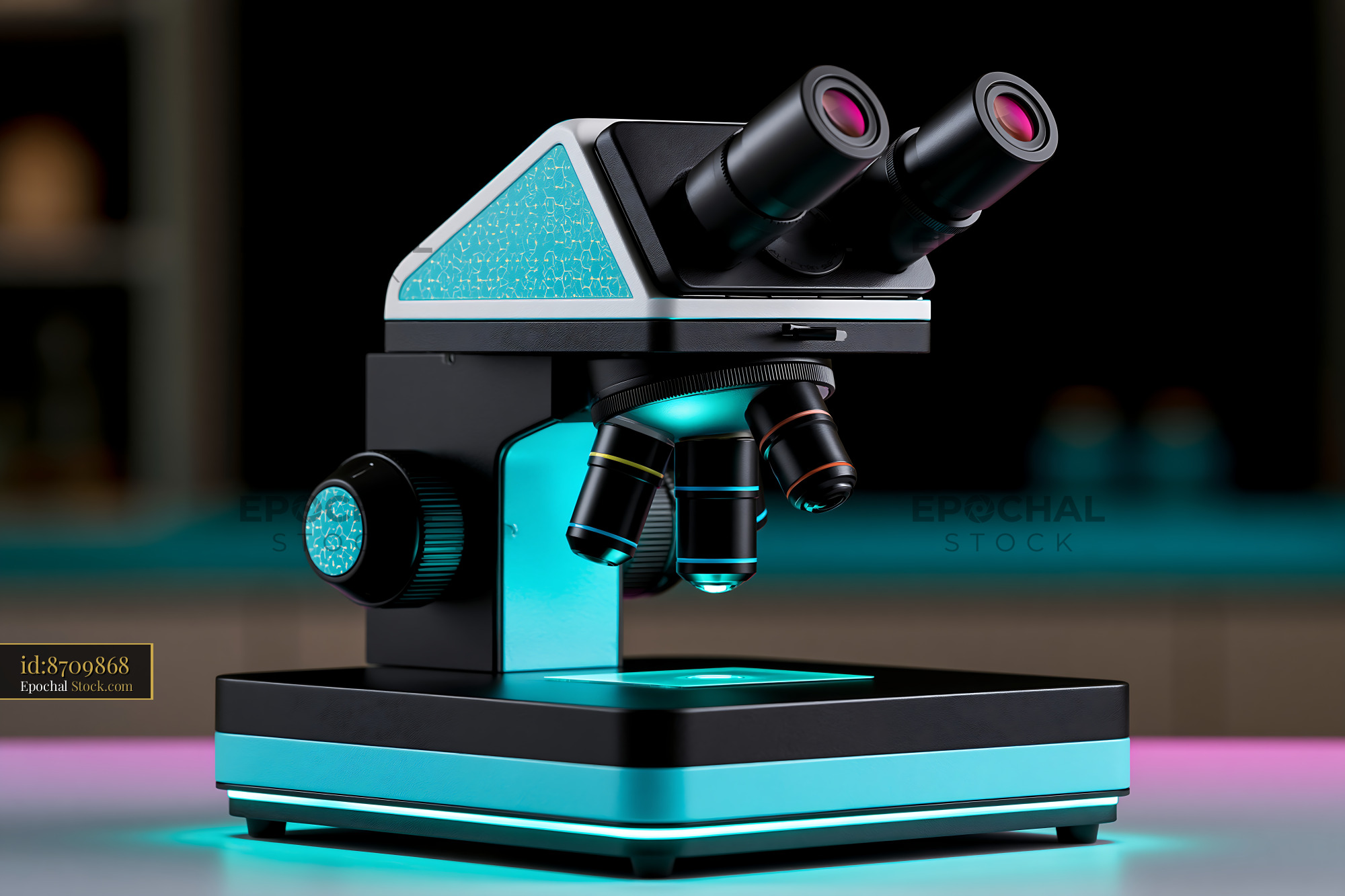 Microscope for cathodoluminescence imaging dna labeled nanocrystals - stock photo