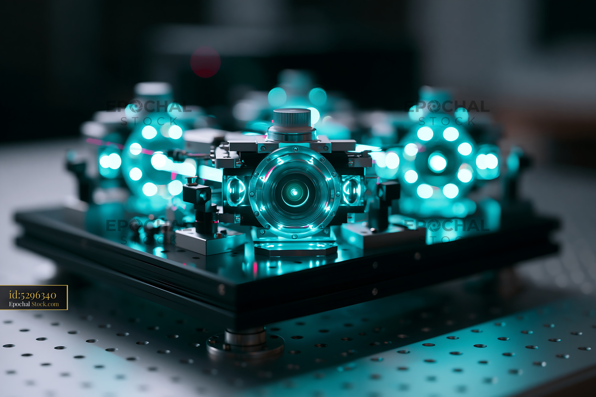 Laser setup for sum frequency generation spectroscopy surface dna - stock photo