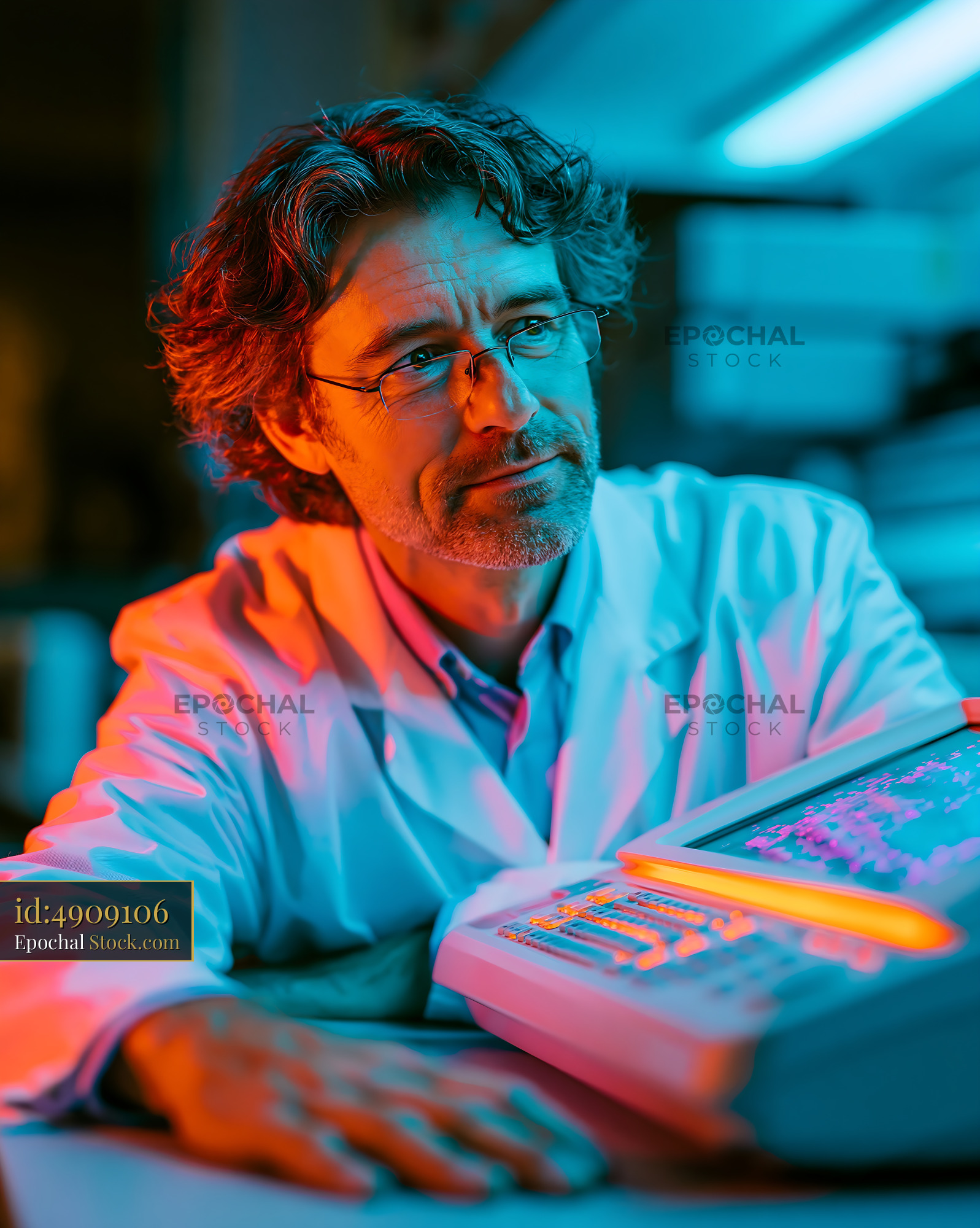 Researcher analyzing dynamic light scattering protein aggregation - stock photo