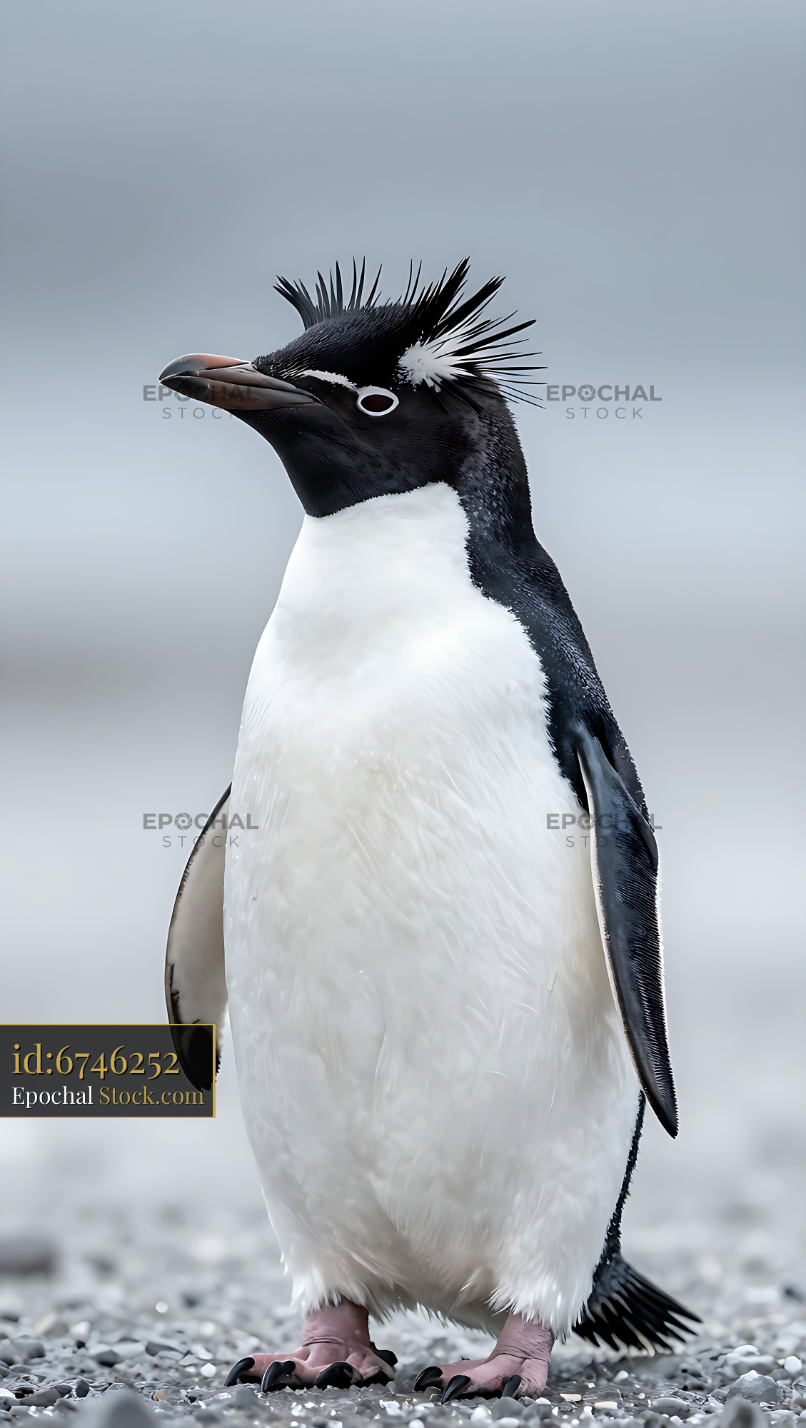 Snares penguin standing on a pebble beach in its natural habitat - stock photo