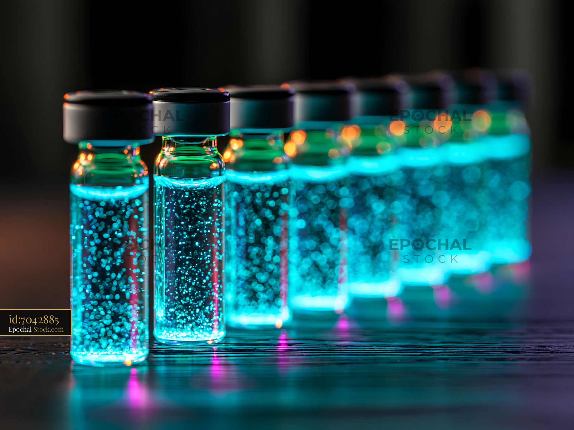 Medical glass vials for lanthanide metal isotope antibody labeling - stock photo