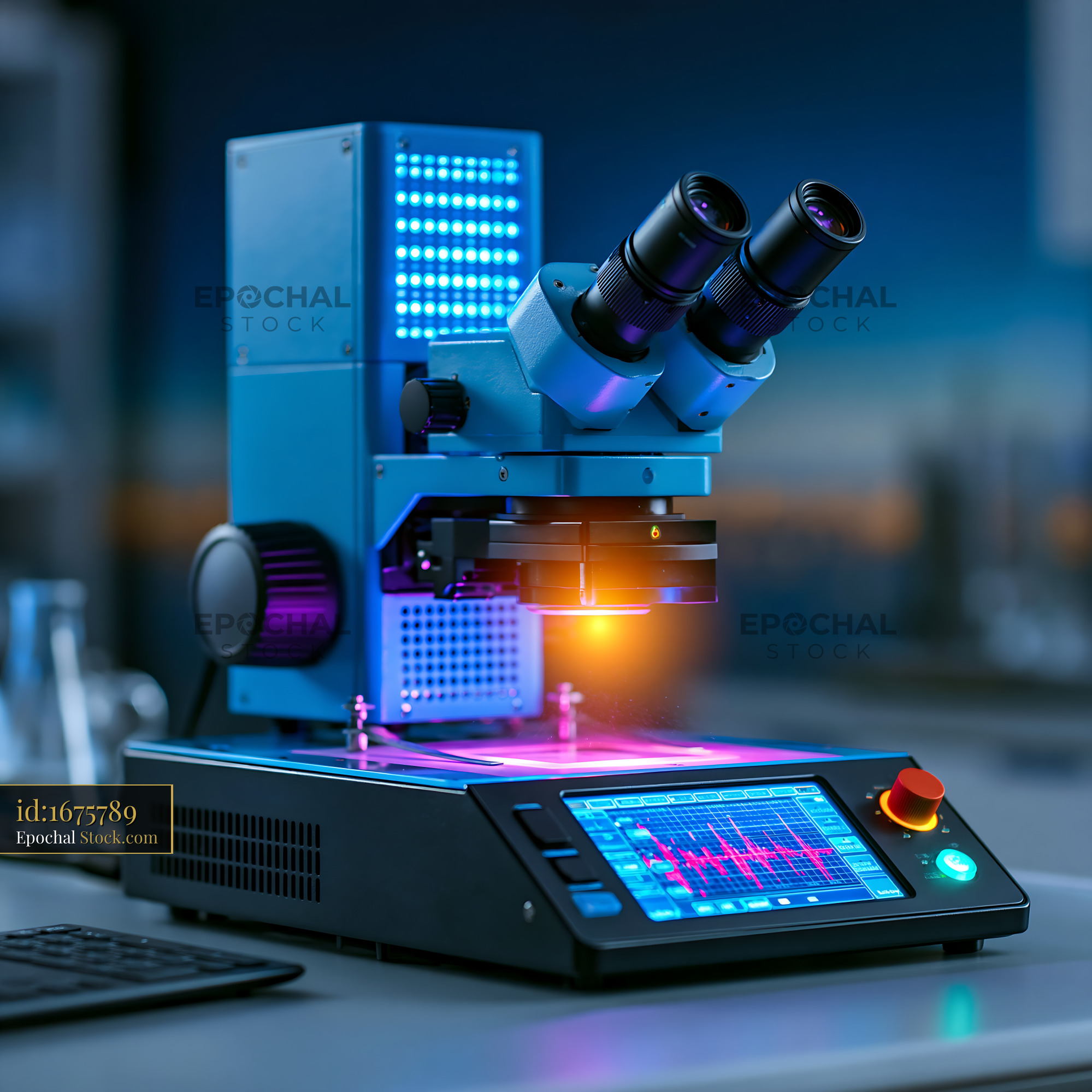 Automated patch clamp workstation in a high-tech laboratory - stock photo