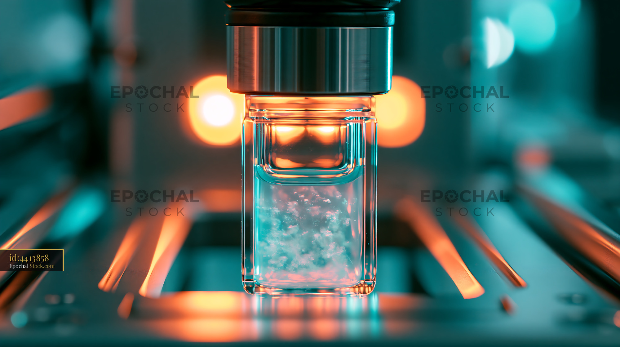 Glass cuvette during dynamic light scattering protein aggregation anal - stock photo