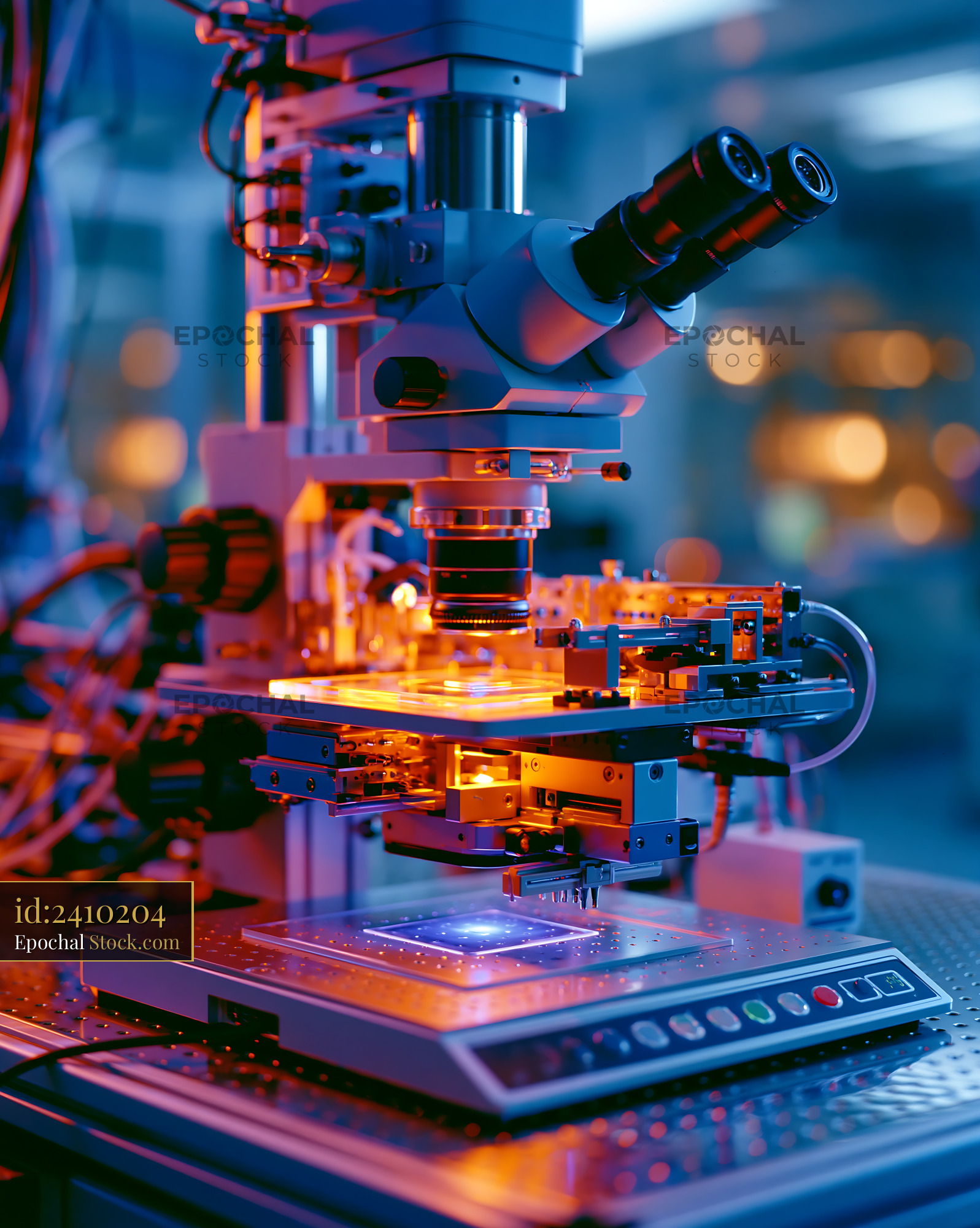 Advanced laboratory microscope for perforated patch clamp recording - stock photo