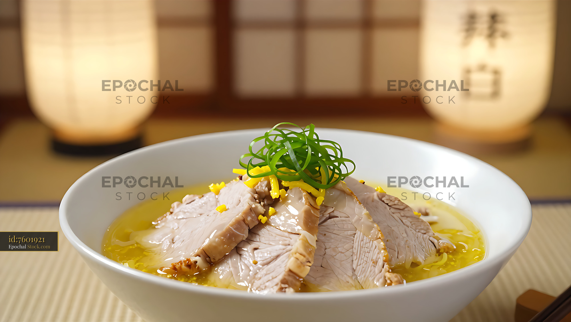 Tochigi lemon steak buta served in a traditional Japanese restaurant - stock photo