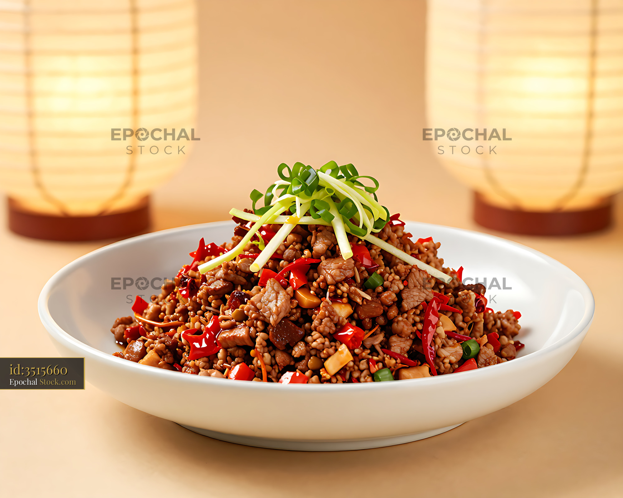 Southern Thai Khua Kling Moo spicy dry fried minced pork curry - stock photo