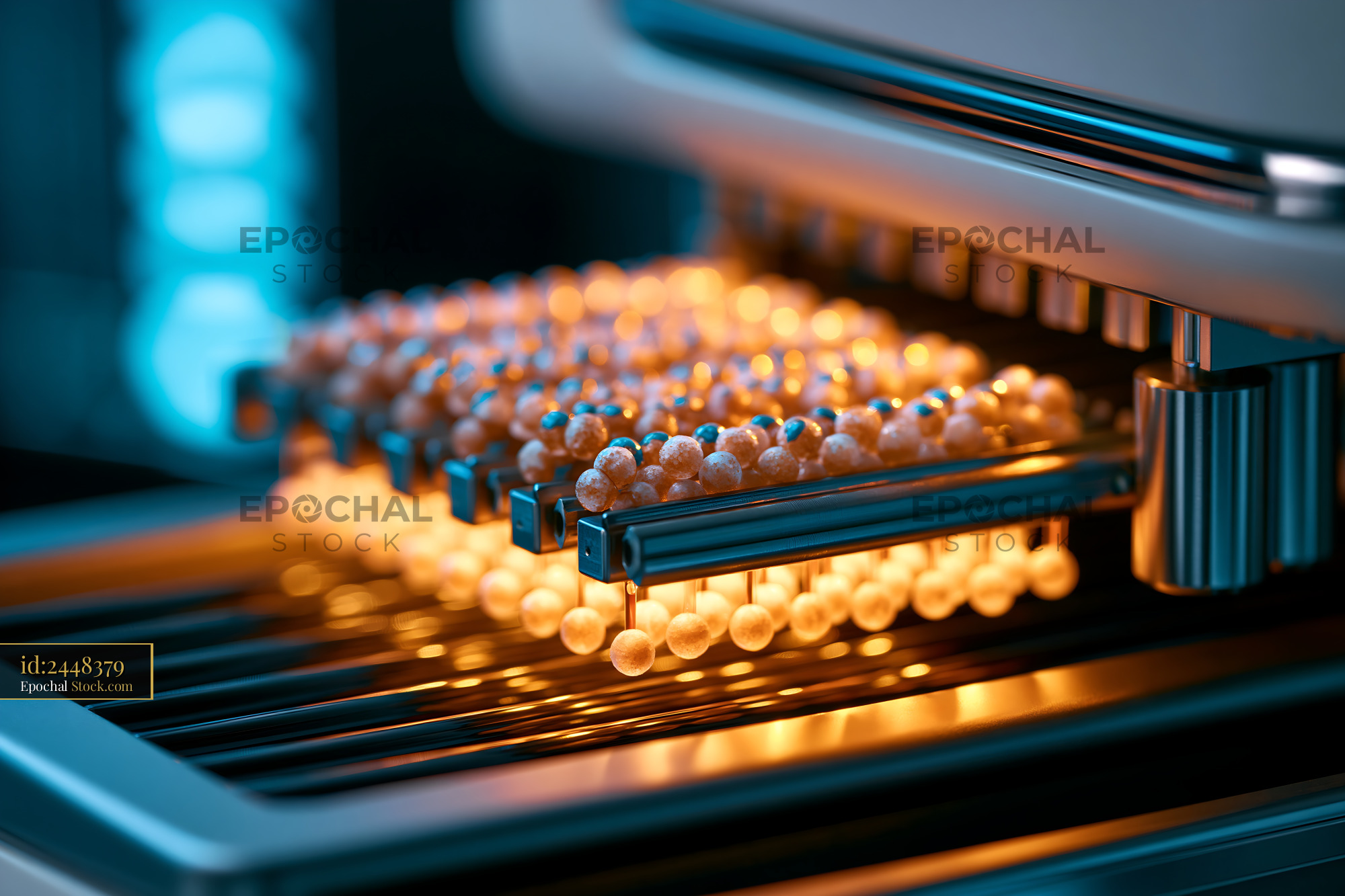 Copper his tag chelate spa beads in a high-tech laboratory machine - stock photo