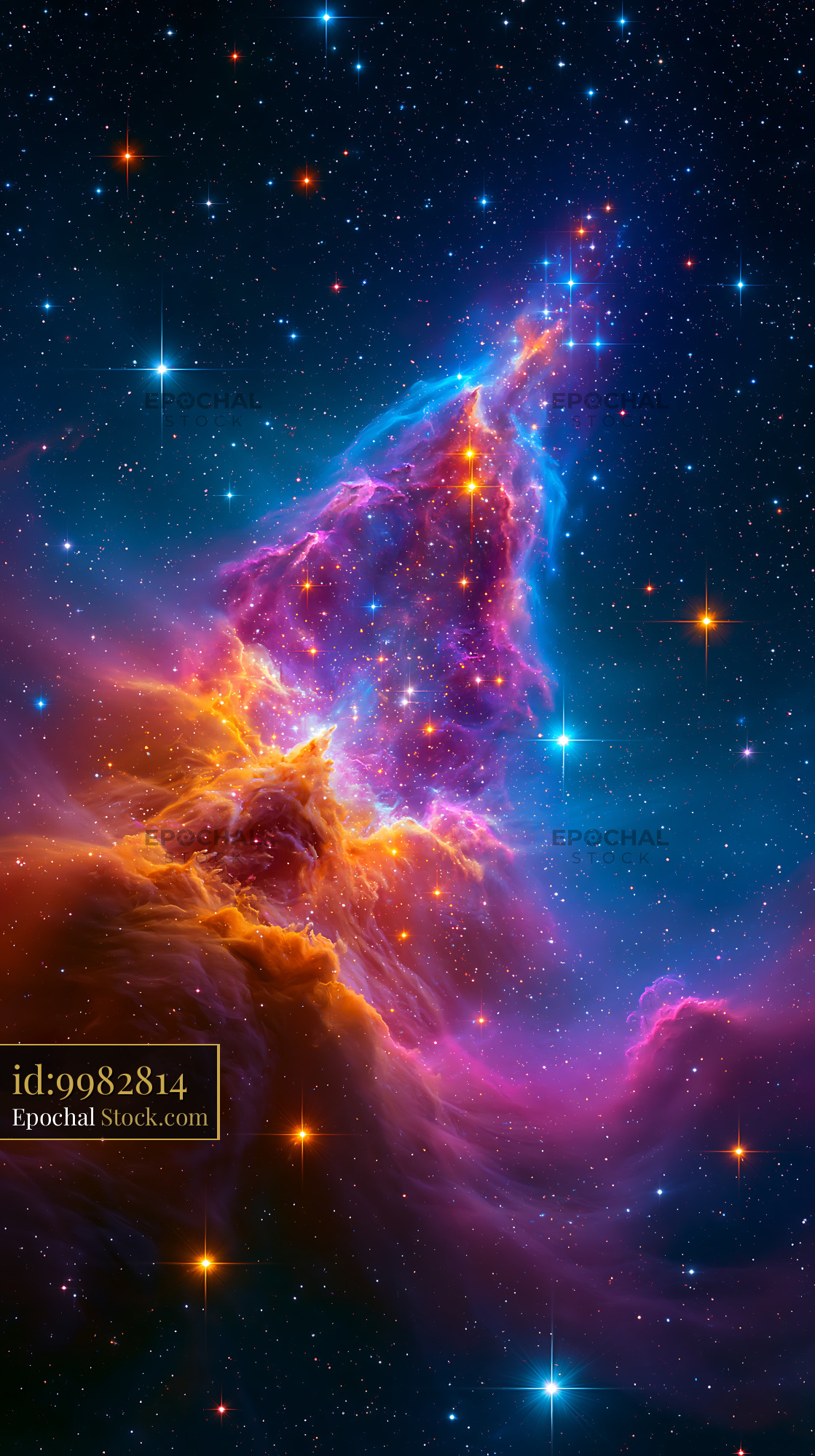 Stellar nursery NGC 2264 cone nebula with glowing clouds and stars - stock photo