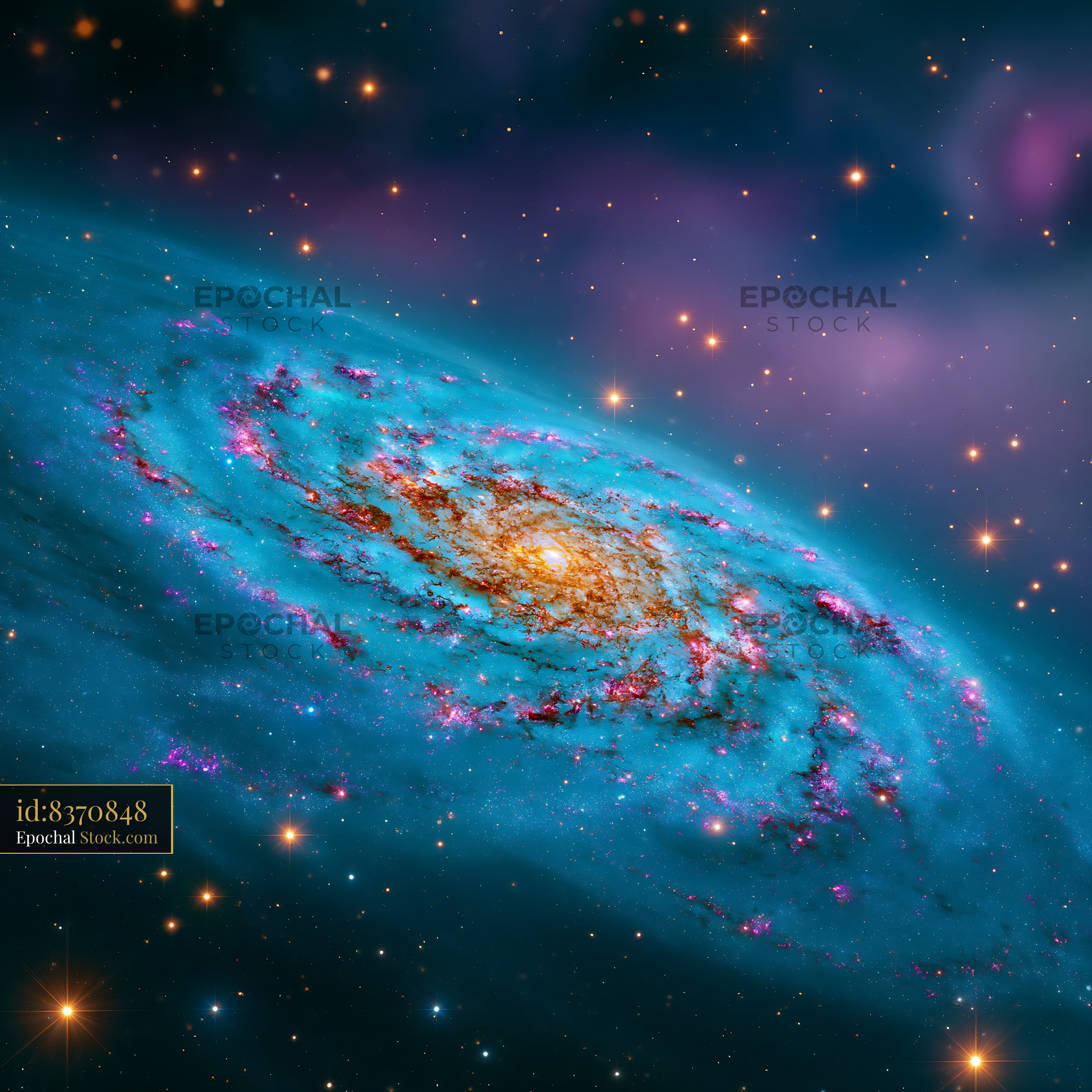 M63 sunflower galaxy with vibrant spiral arms in deep space - stock photo