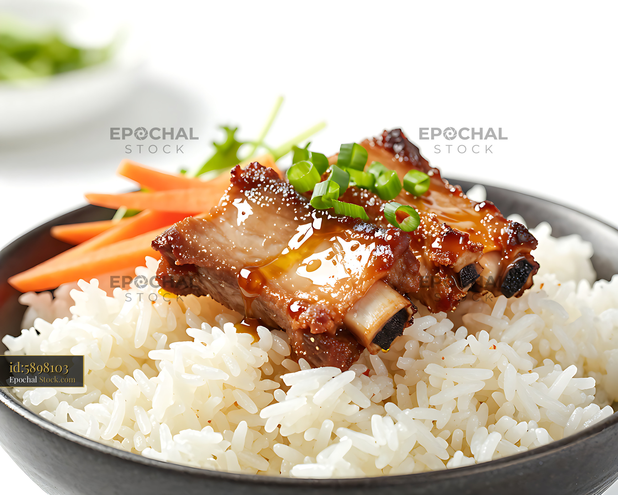 Saigon Com Tam Suon Nuong grilled pork ribs served over white rice - stock photo