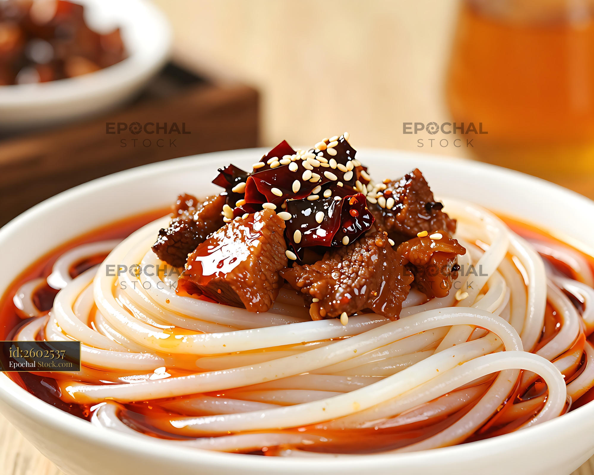 Changde Niurou Mifen with spicy braised beef and rice noodles - stock photo