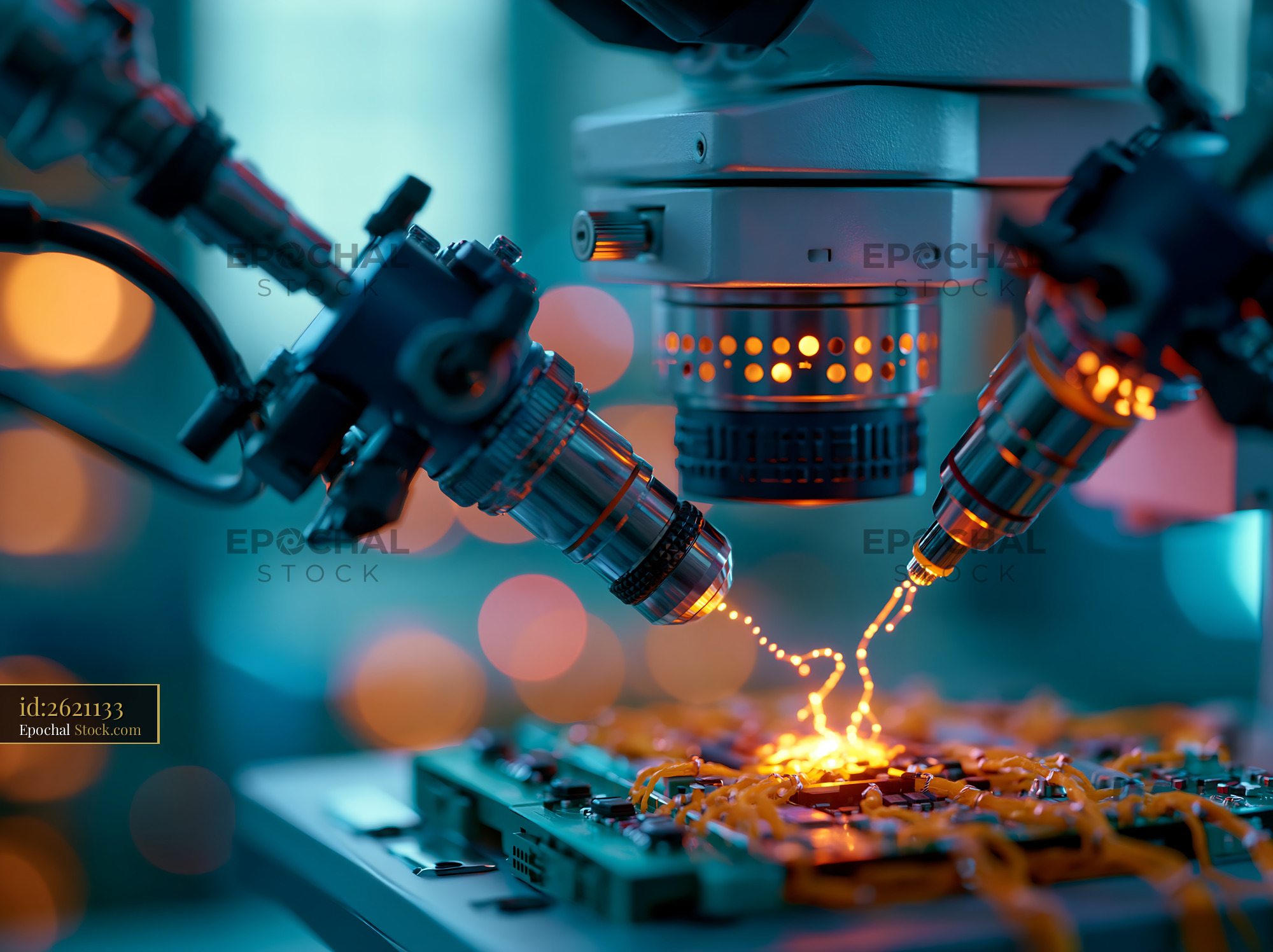 High precision equipment performing perforated patch clamp recording - stock photo