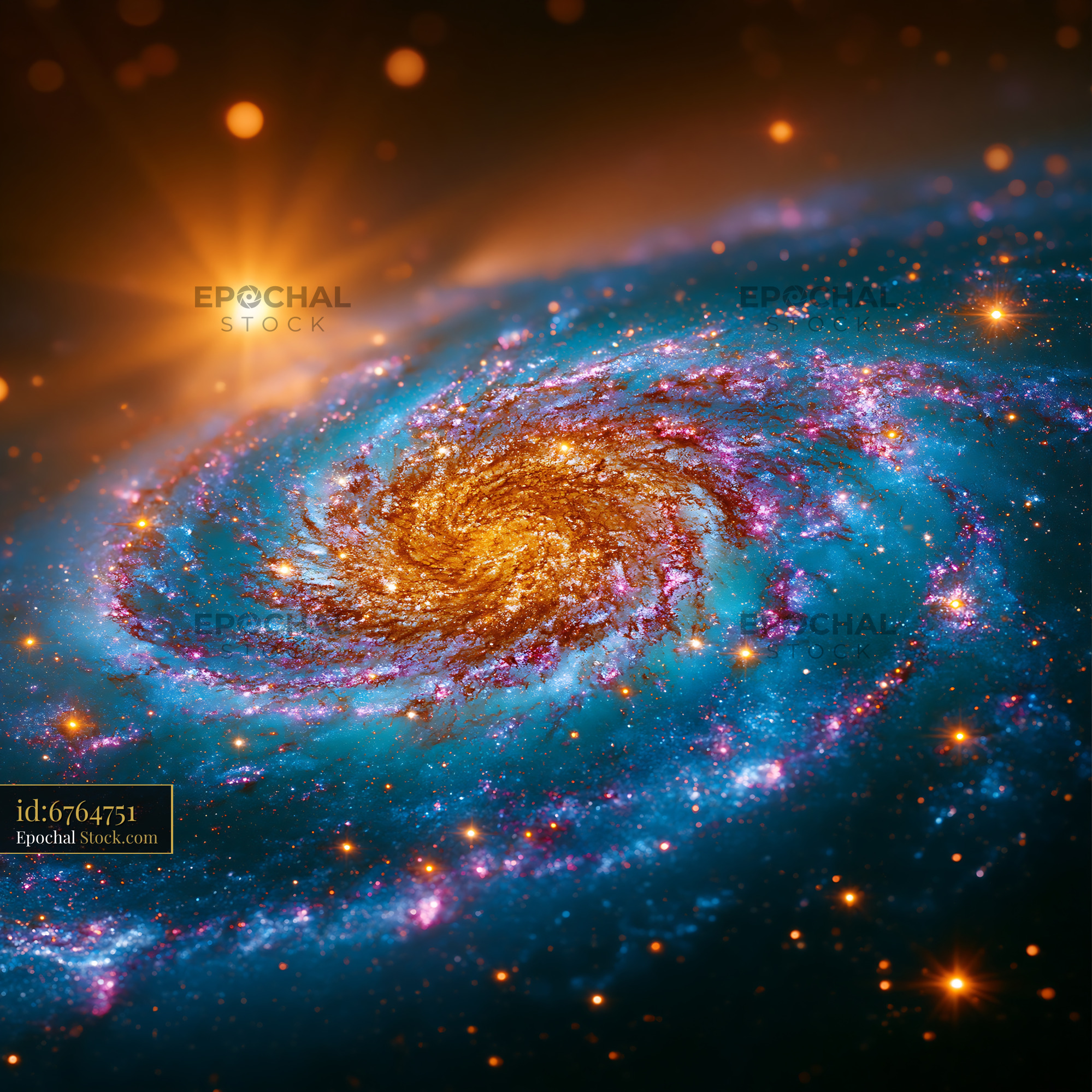 Spiral galaxy NGC 4699 with glowing core and swirling arms - stock photo