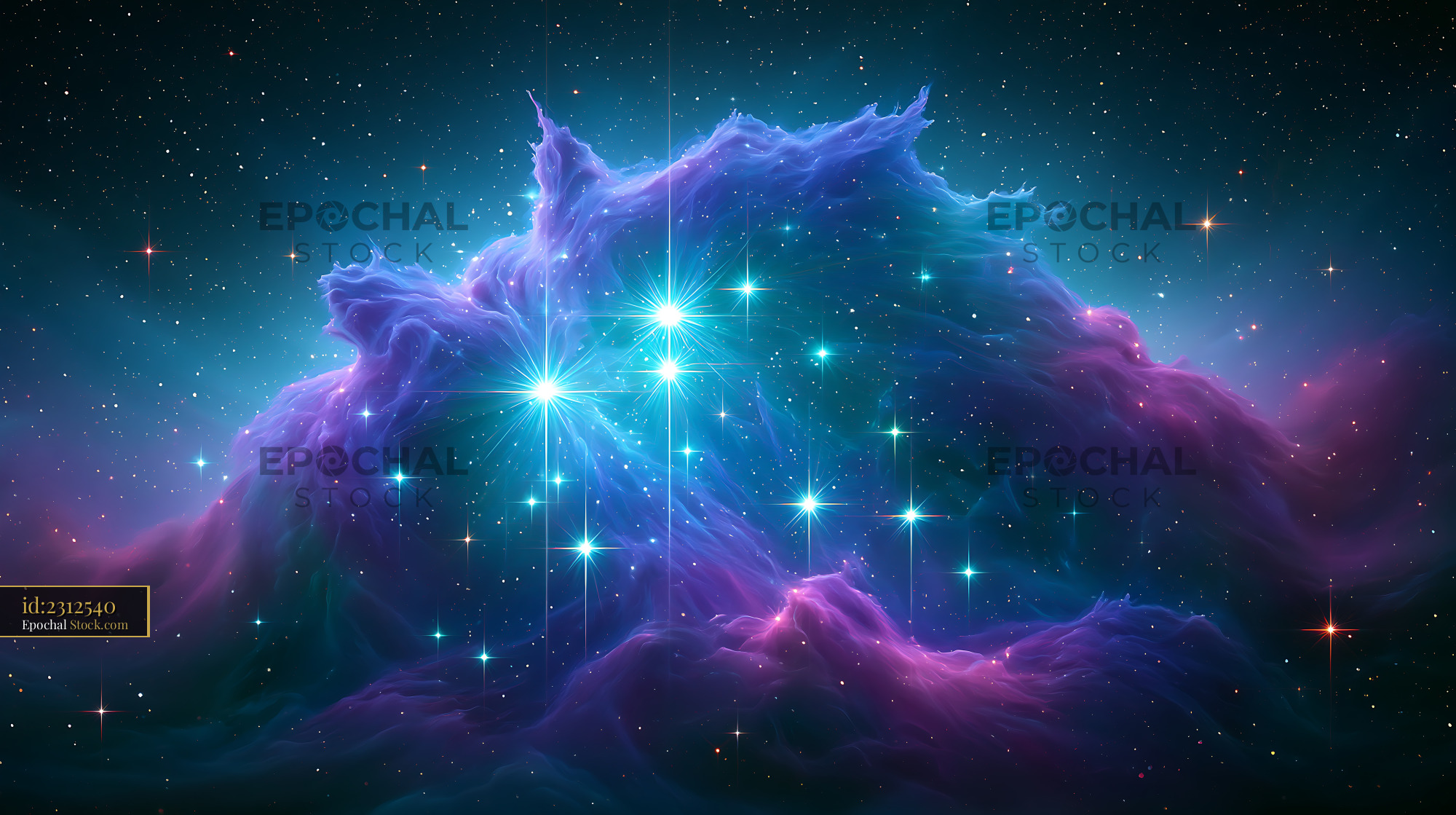 Vibrant star cluster M11 wild duck in a deep purple nebula - stock photo