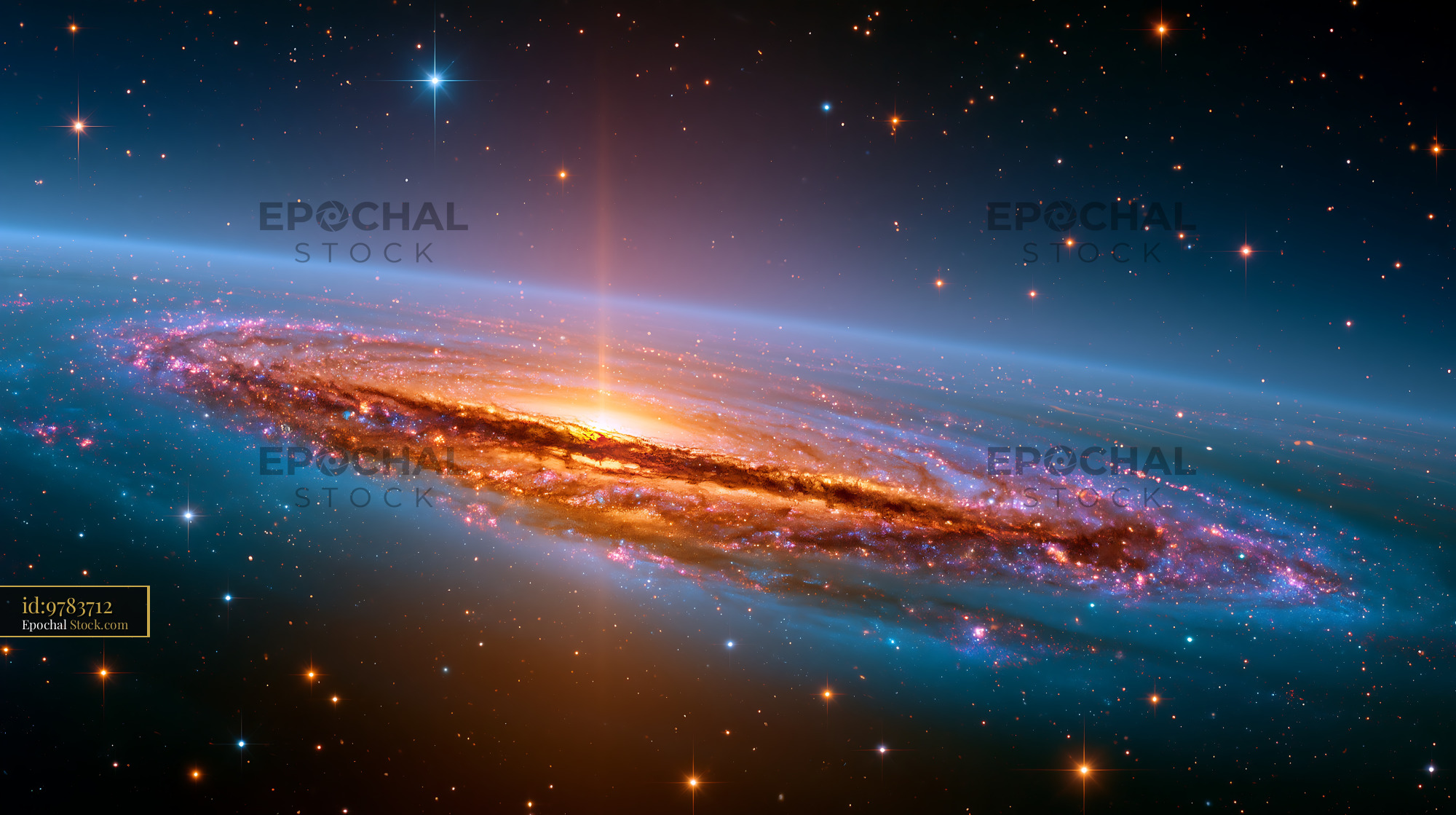 Vibrant M58 barred spiral galaxy glowing in deep space - stock photo
