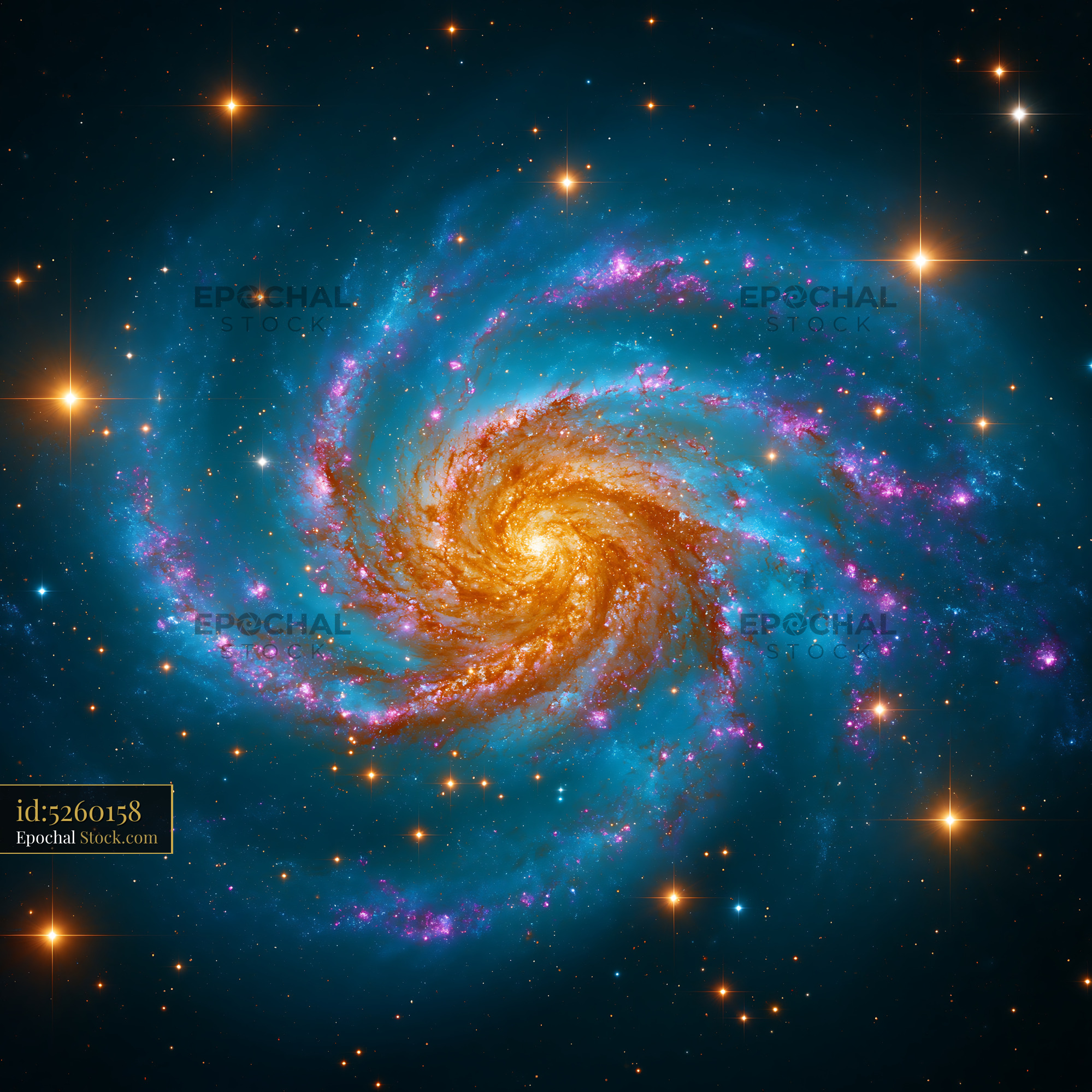 Detailed view of the M83 spiral galaxy with vibrant star clusters - stock photo