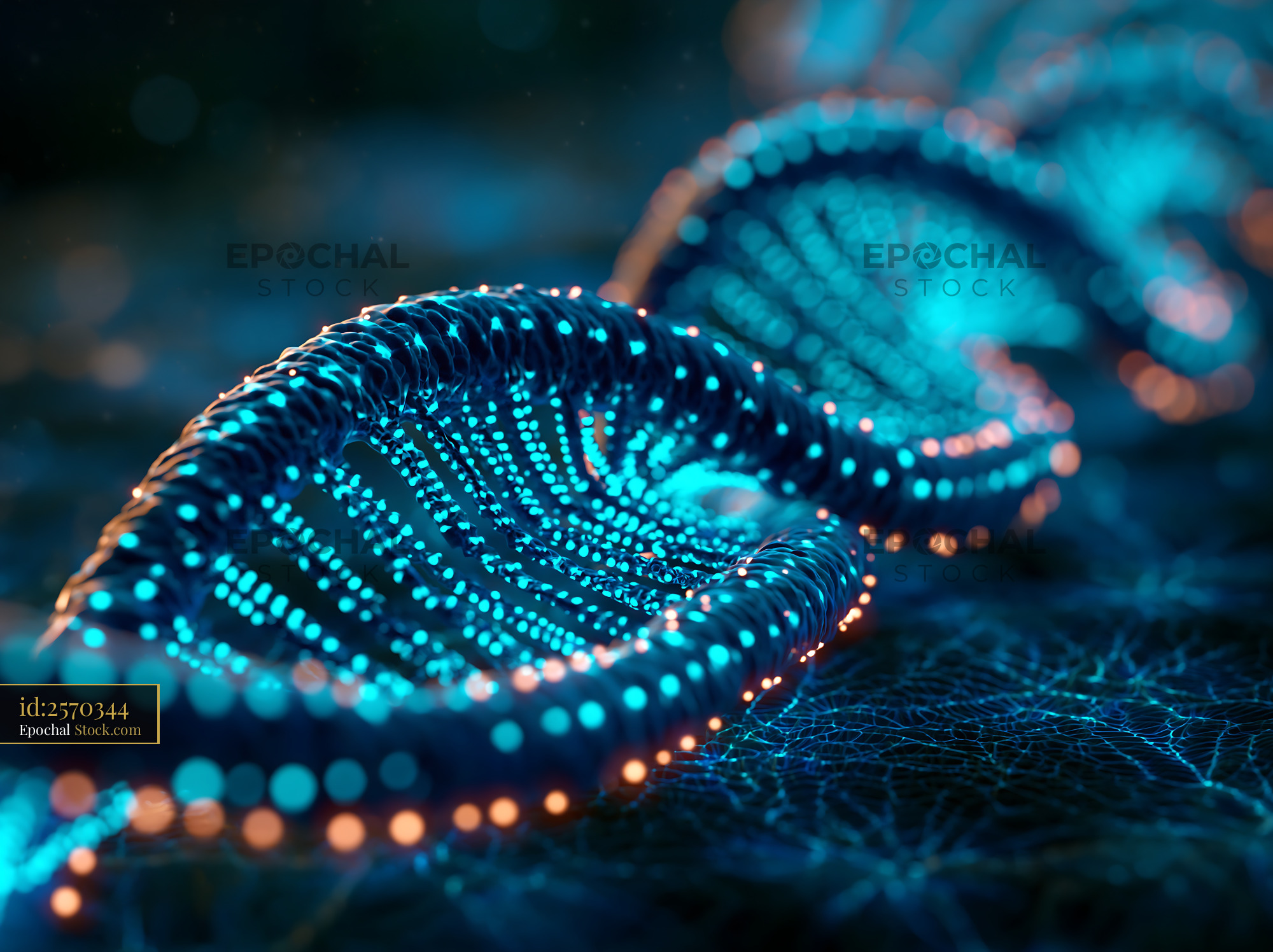 Tip enhanced raman mapping of dna strands with glowing data points - stock photo