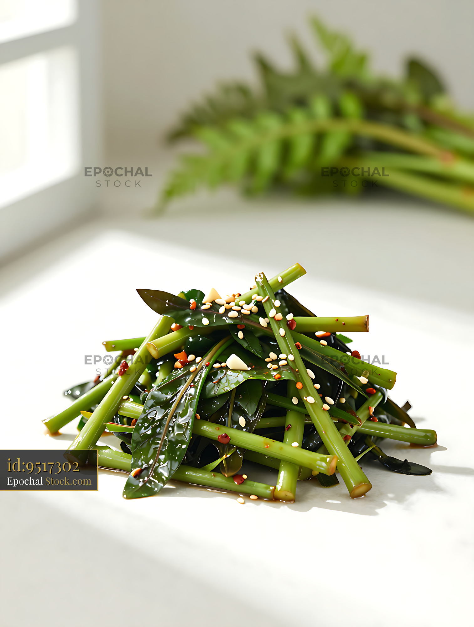 Traditional Korean gosari namul seasoned fernbrake side dish - stock photo