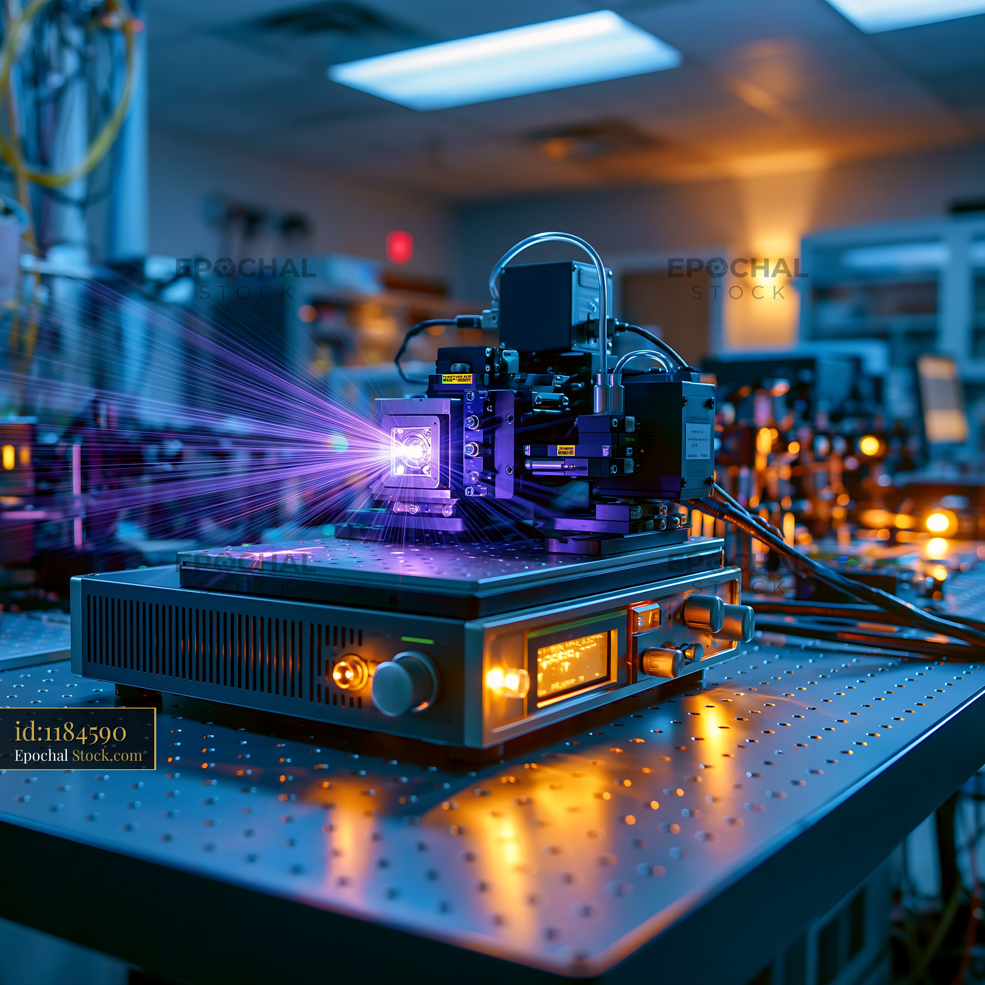 Scientific laser equipment for tip enhanced Raman mapping of DNA - stock photo