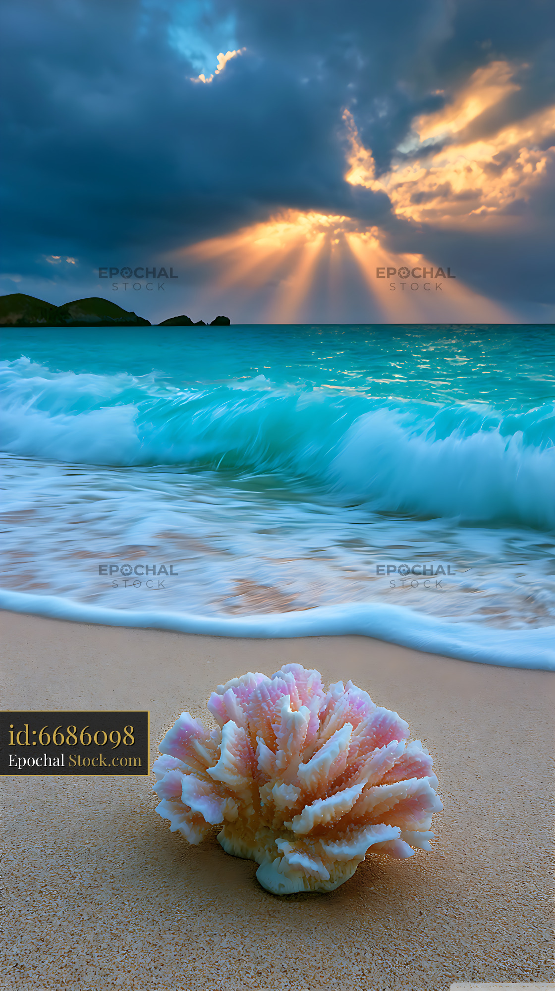 Pink coral on sandy shore at Meads Bay with azure glass water