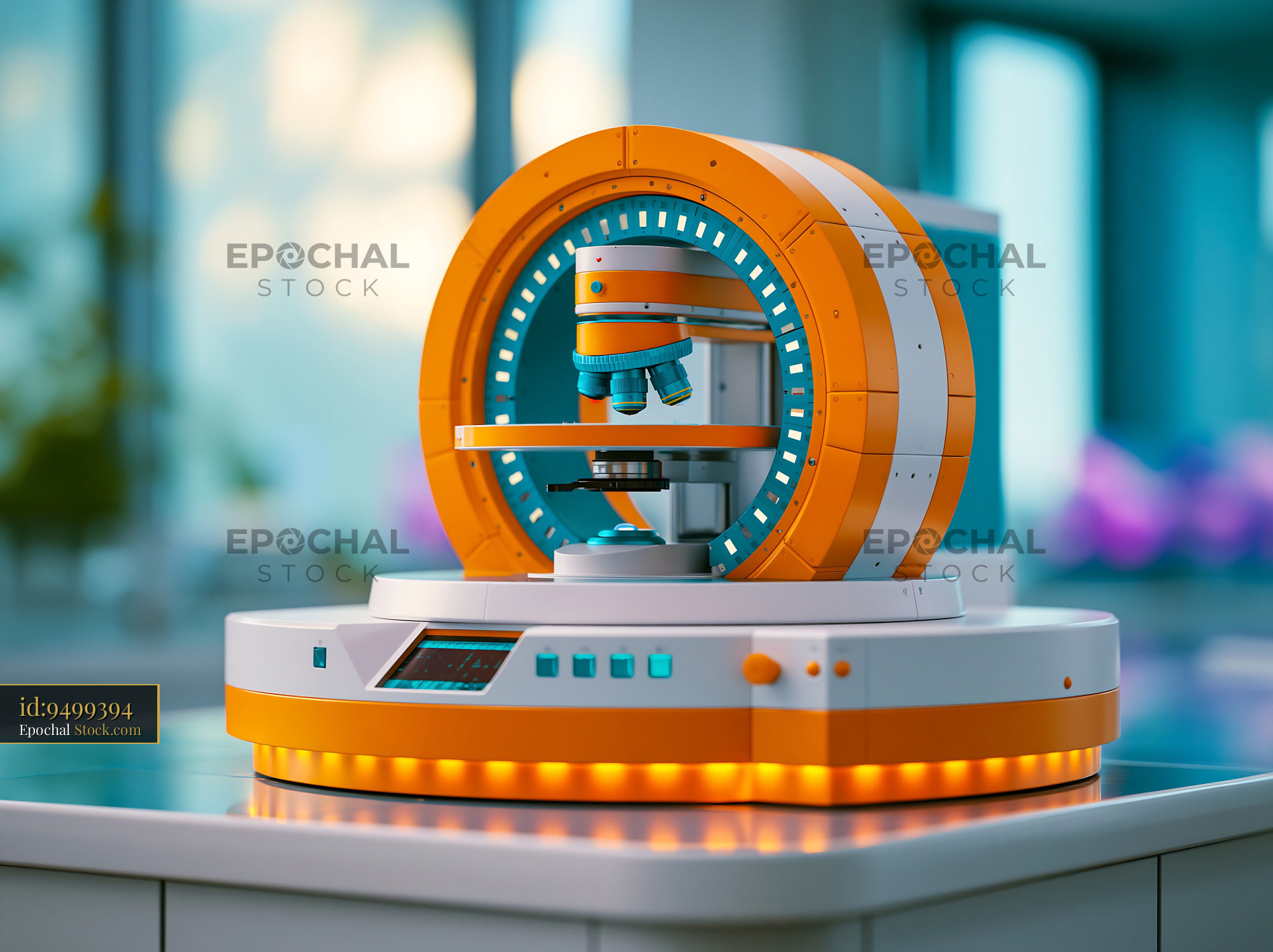 Futuristic device for multi angle light scattering analysis in a lab - stock photo