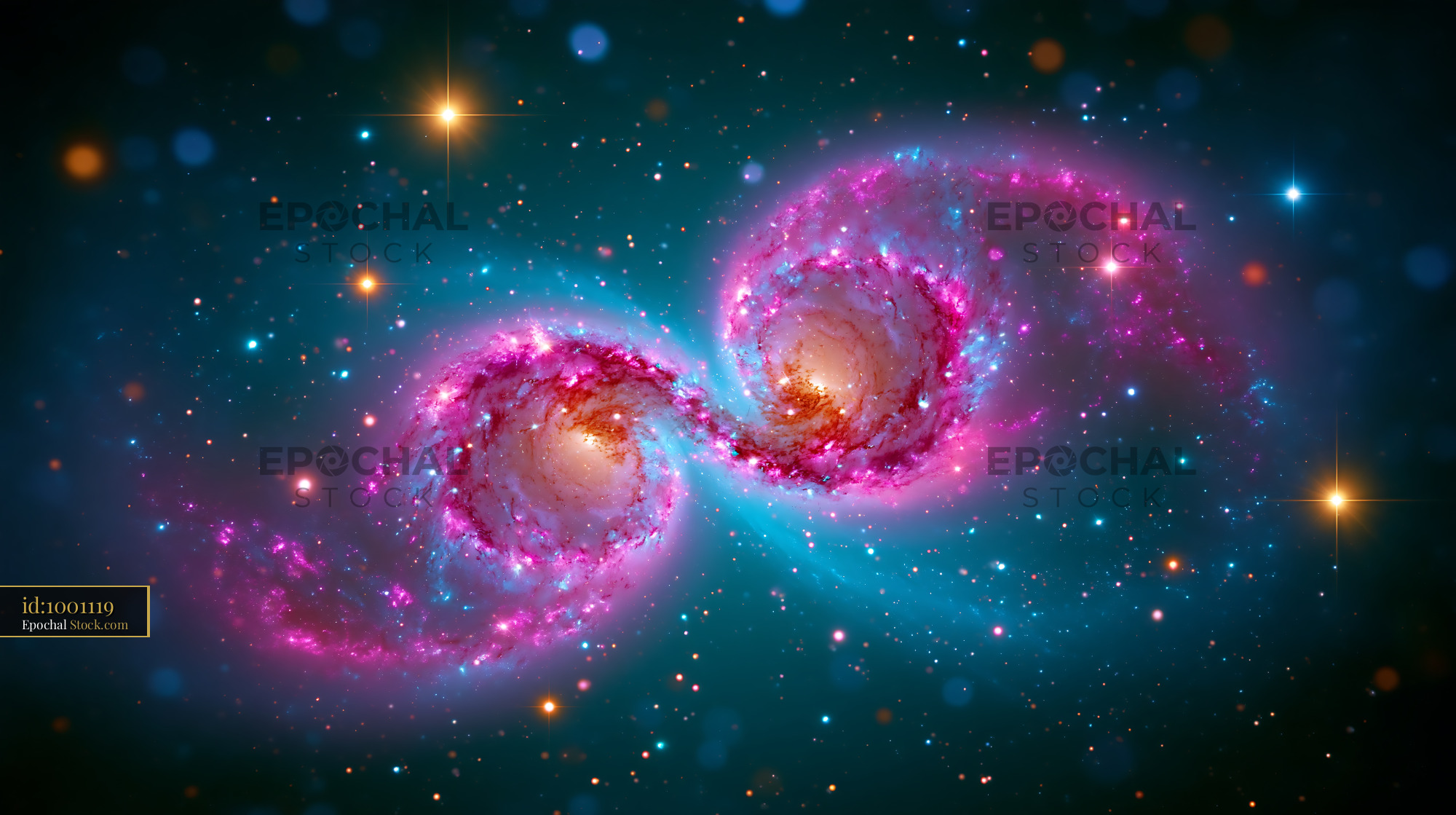 Vibrant artistic rendering of the cartwheel galaxy in deep space - stock photo