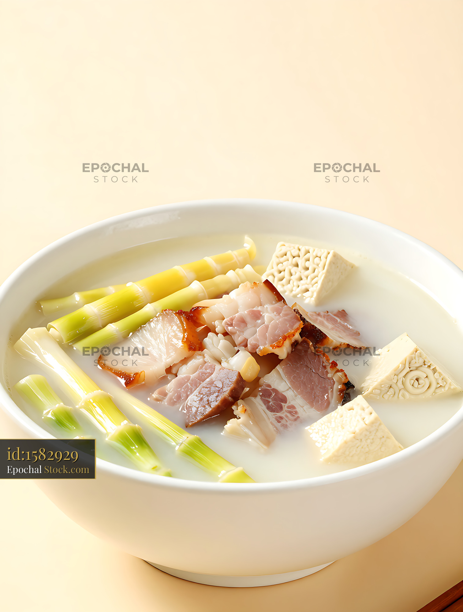 Anhui Zang Rou Yan Du Xian soup with bamboo shoots and cured pork - stock photo