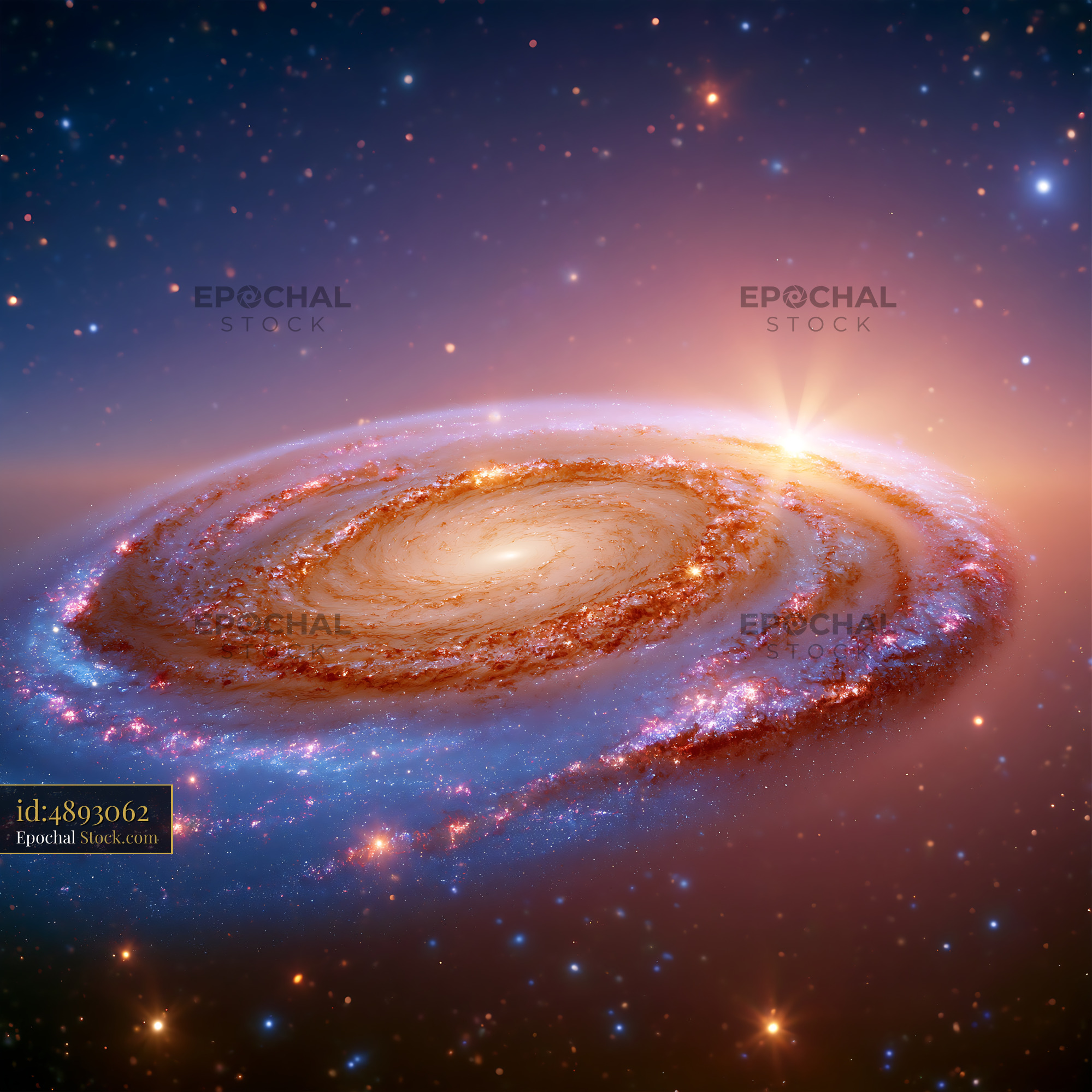 Spiral galaxy NGC 2683 known as the UFO galaxy in deep space - stock photo