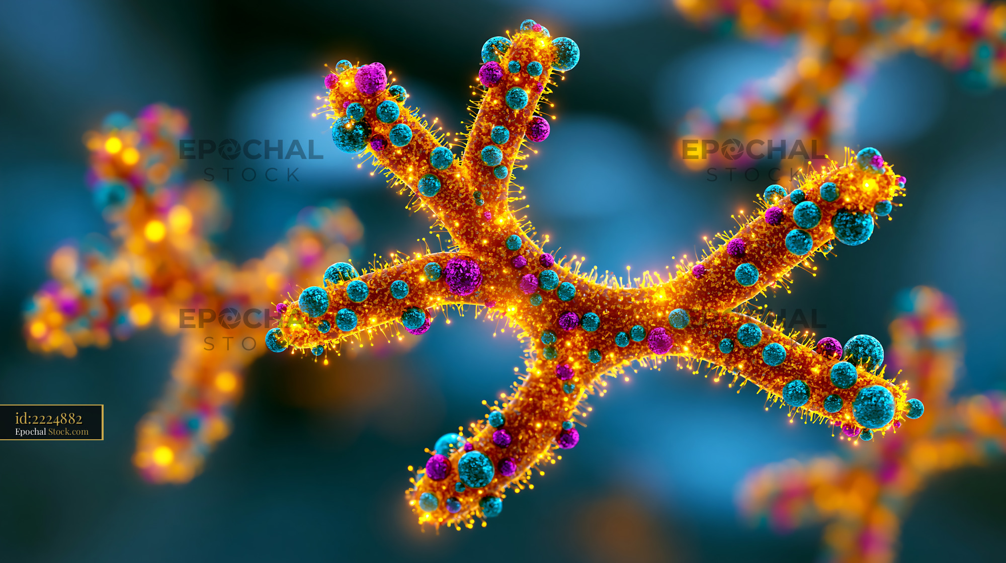 Lanthanide metal isotope antibody labeling in a microscopic view - stock photo