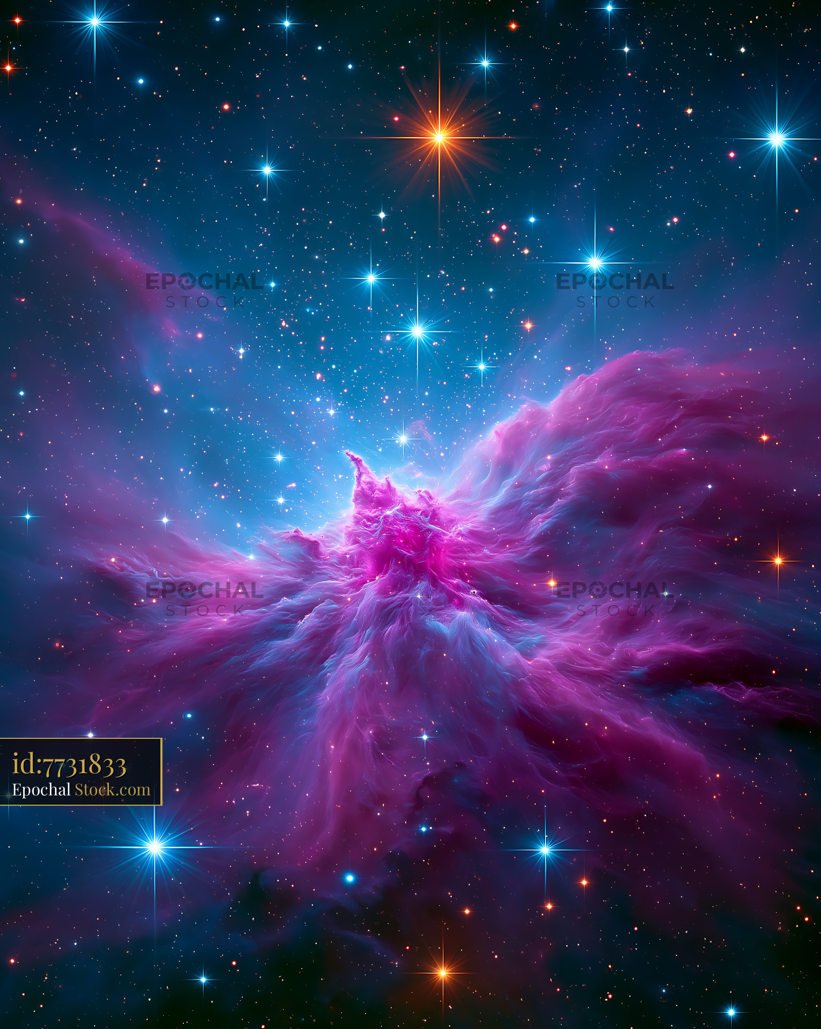 LDN 1235 shark nebula glowing with vibrant stars in deep space - stock photo