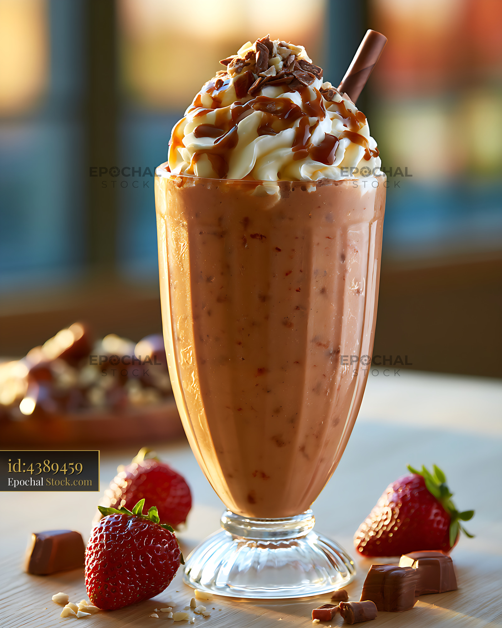 Post workout protein smoothie with chocolate and whipped cream - stock photo