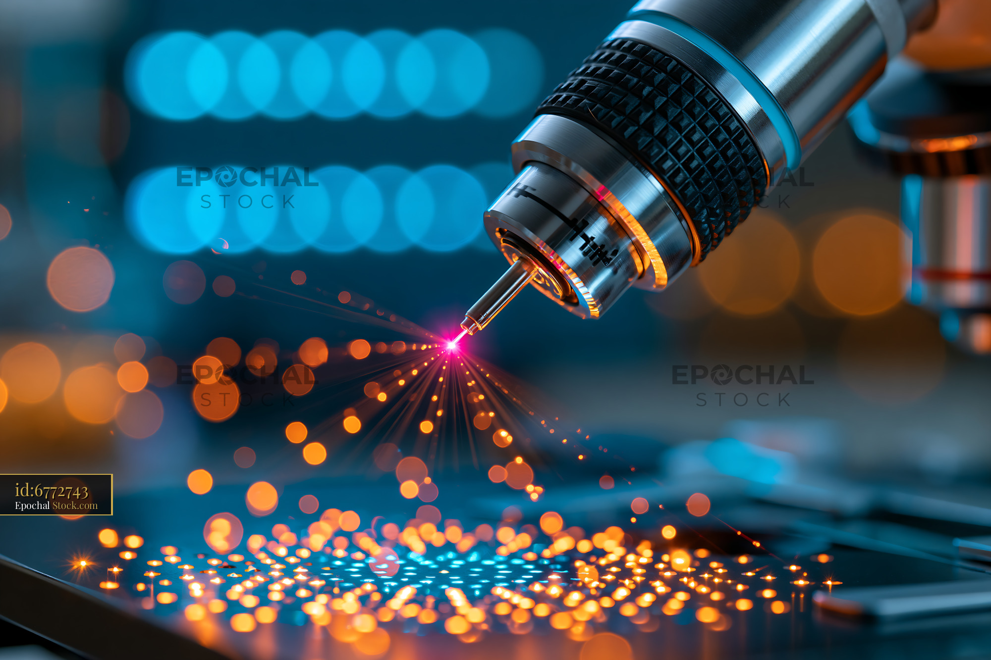 Fiber optic Raman probe for DNA sensing in a high-tech laboratory - stock photo