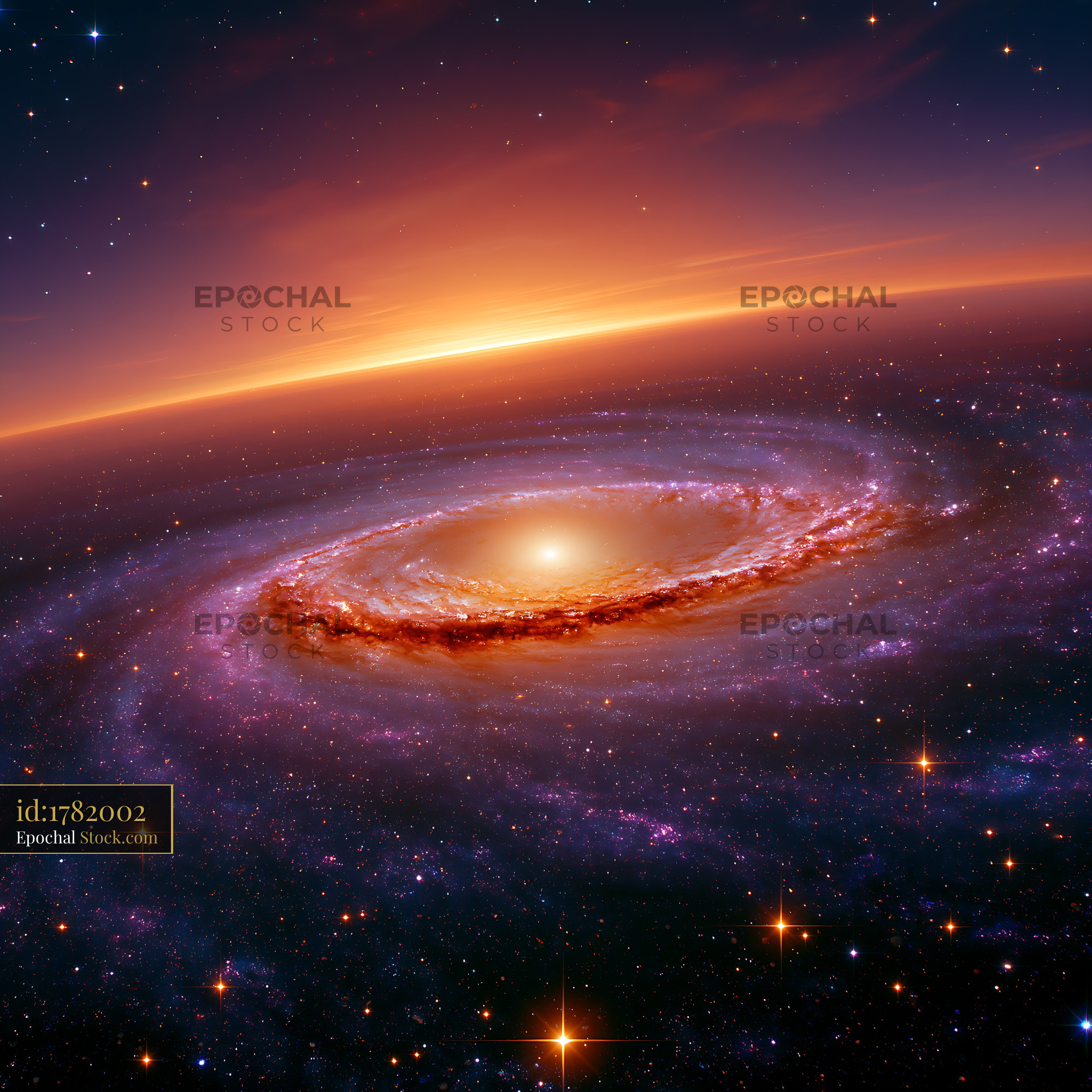 Vibrant M64 detail of a spiral galaxy swirling in deep space - stock photo