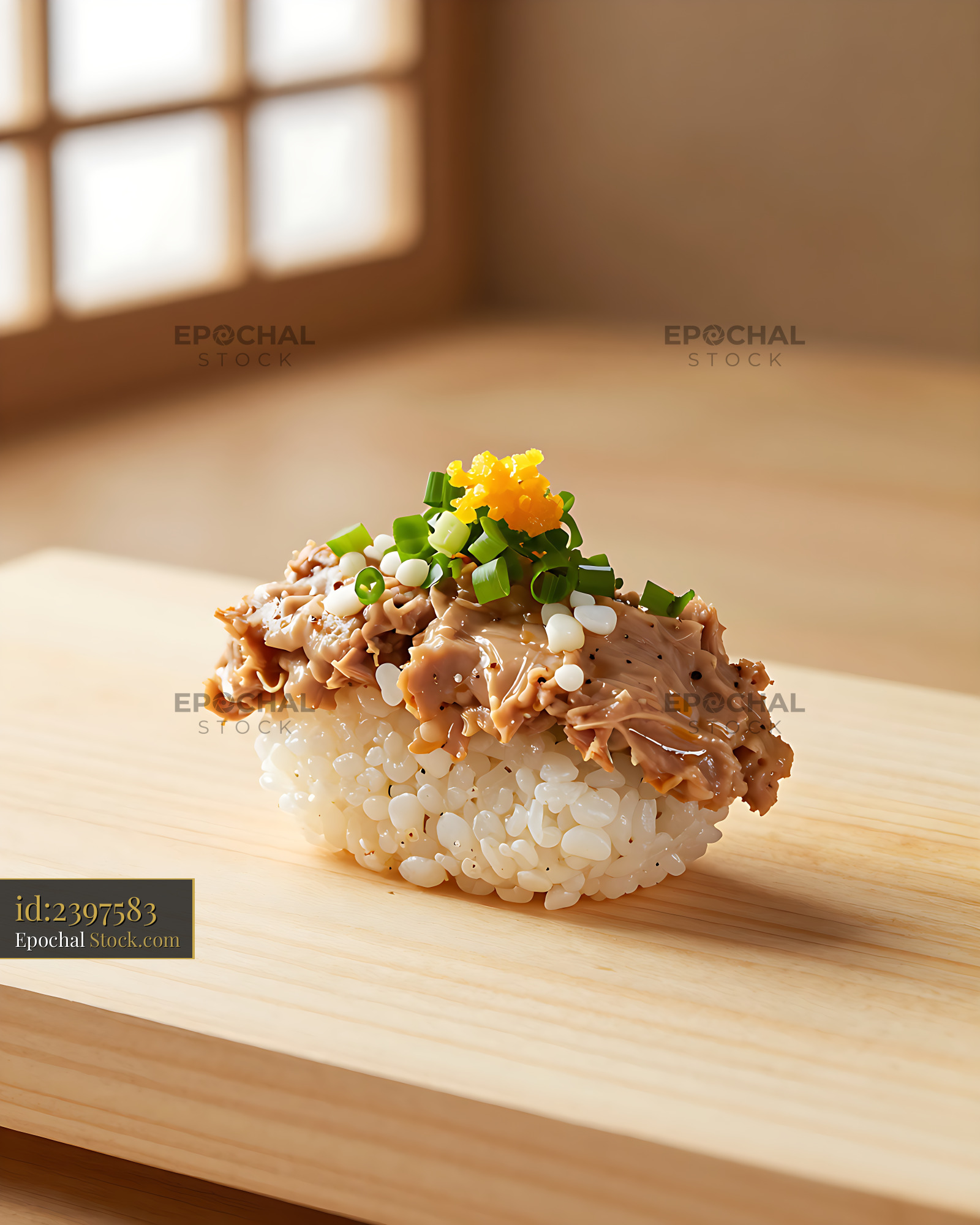 Negitoro hosomaki sushi with minced tuna and fresh green onions - stock photo