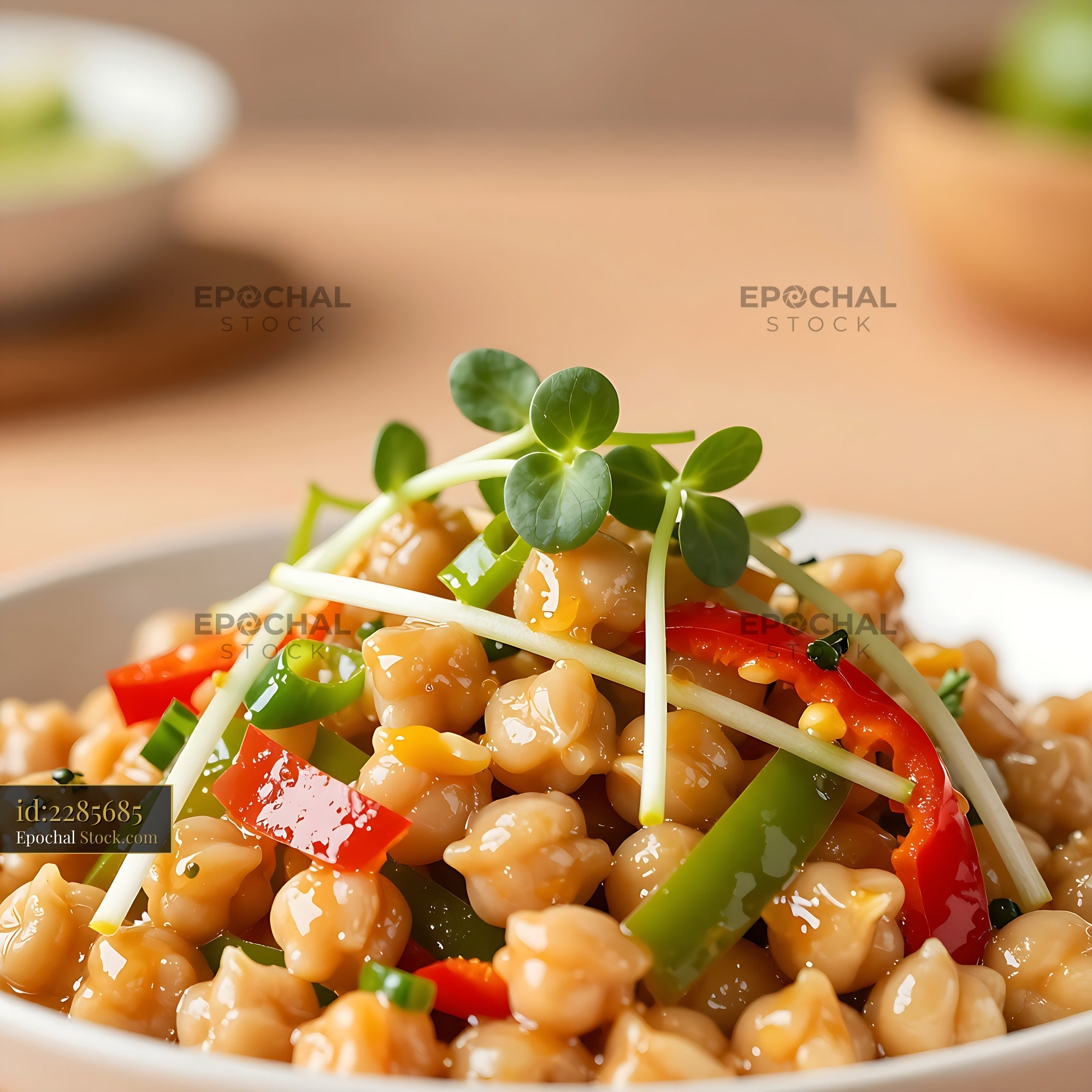 Fresh Trinidadian channa salad with chickpeas and bell peppers - stock photo