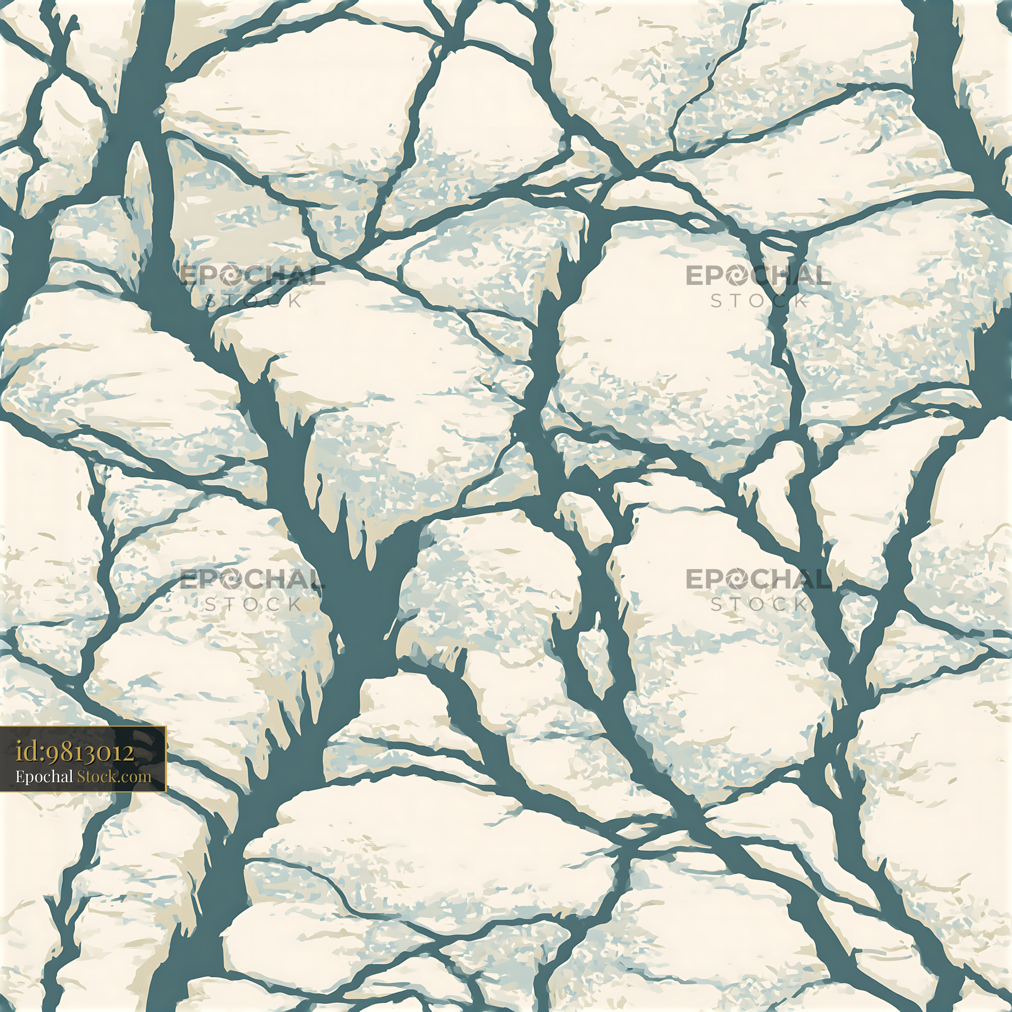 Abstract Teal Fissures on Cream Stone - stock photo