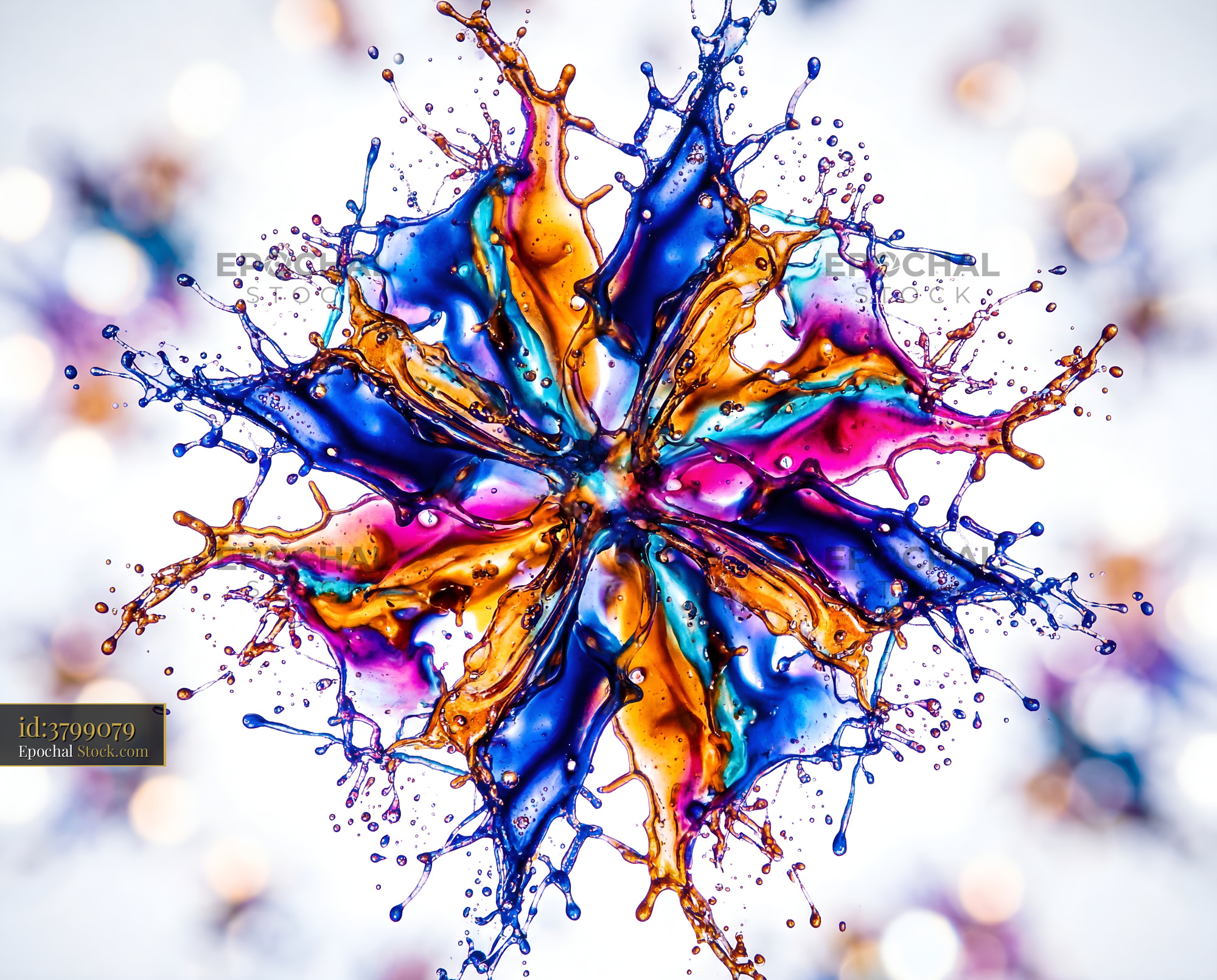 Colorful water splash forms a star shape in mid-air Premium Stock Photo