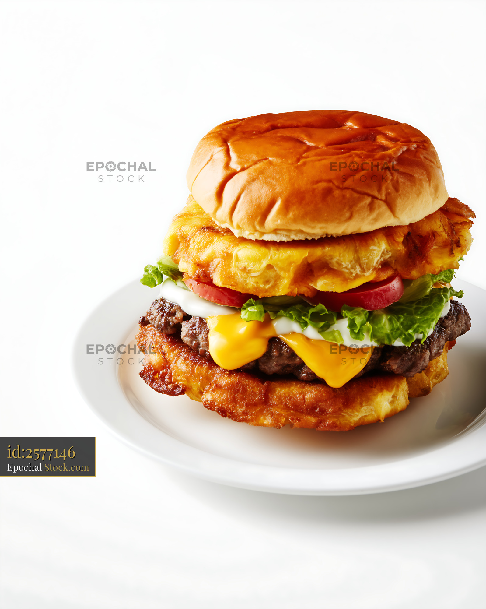 Jibarito Burger with Egg Bacon Cheese - stock photo