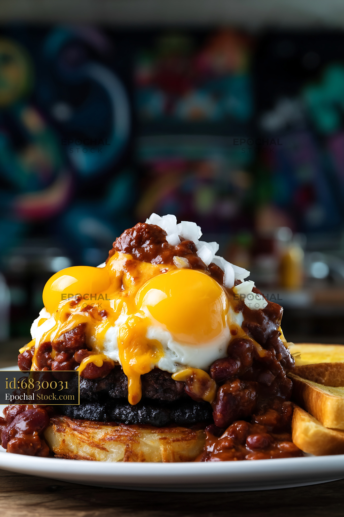 St. Louis Slinger with Fried Eggs & Hash Browns - stock photo