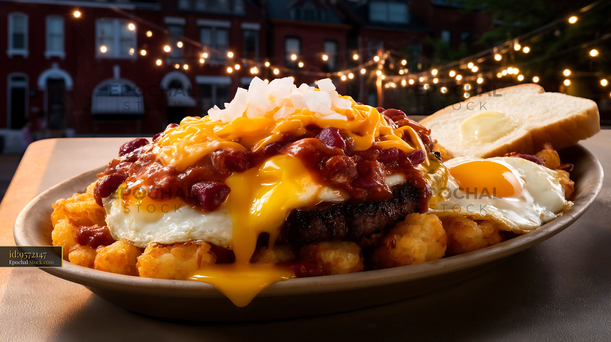 St. Louis Slinger Breakfast with Hash Browns - stock photo