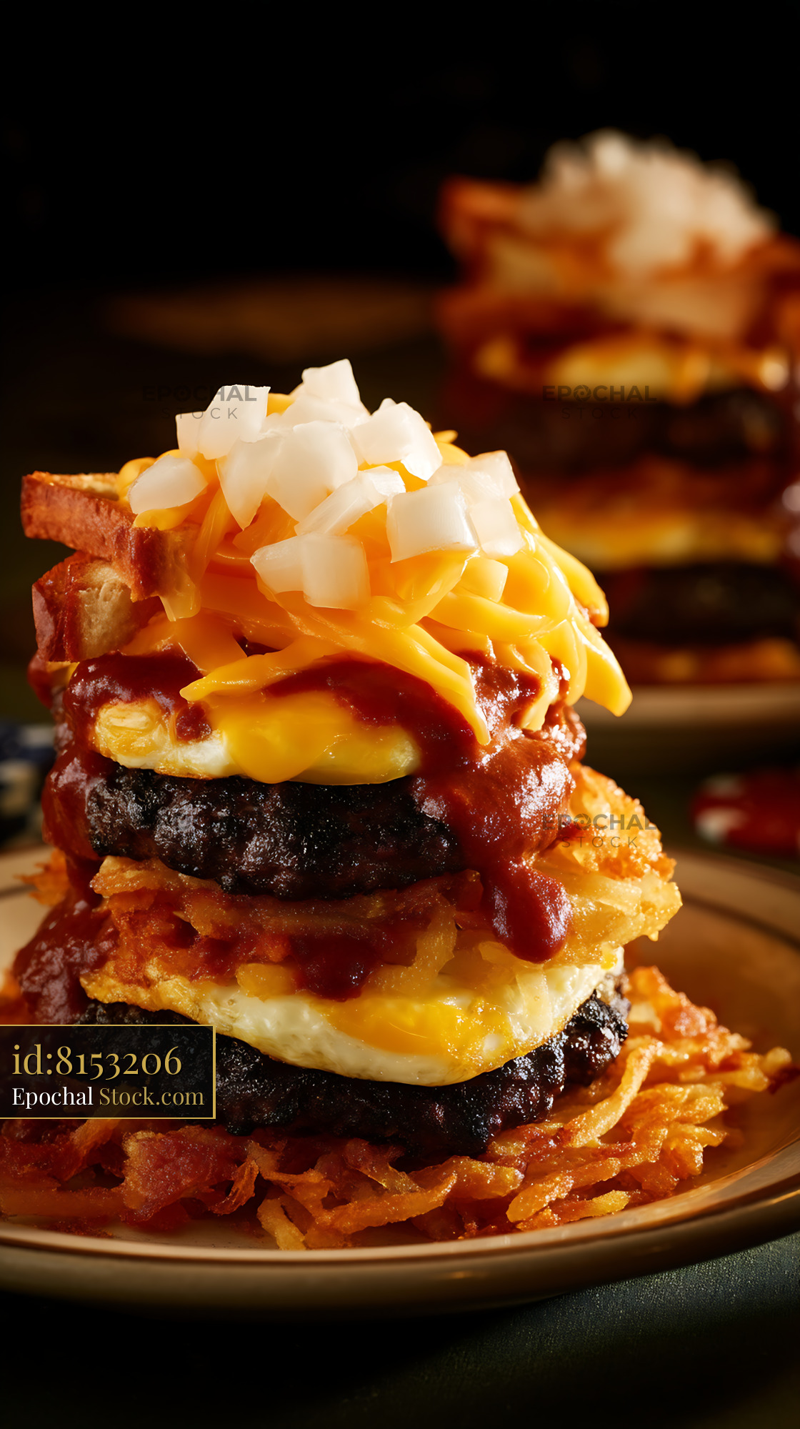 St. Louis Slinger: Gourmet Burger & Crispy Hash Browns - stock photo