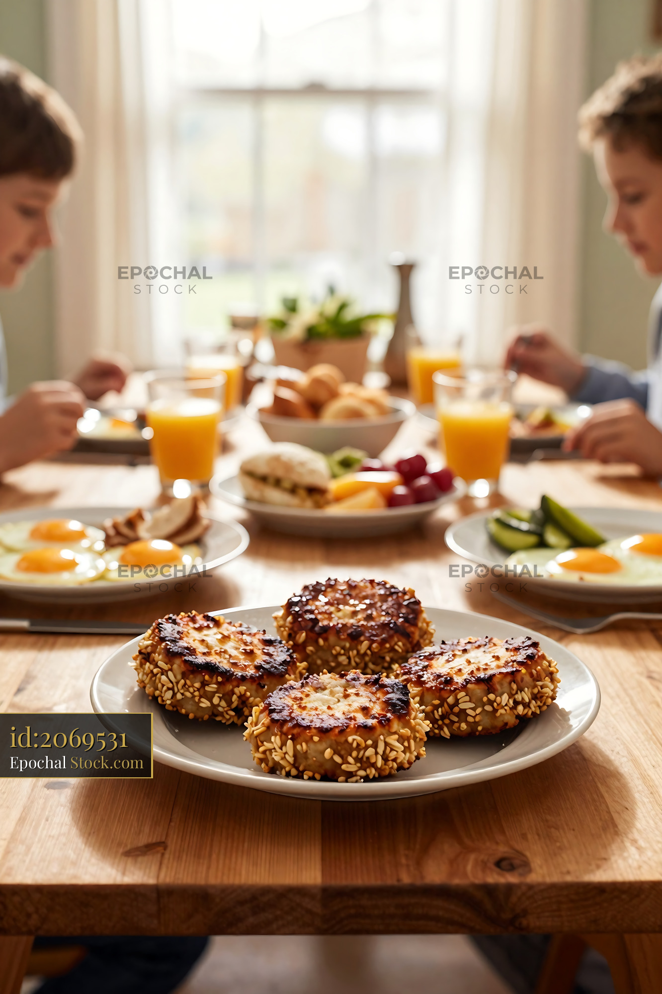 Goetta Sesame Patties: Traditional Family Breakfast - stock photo