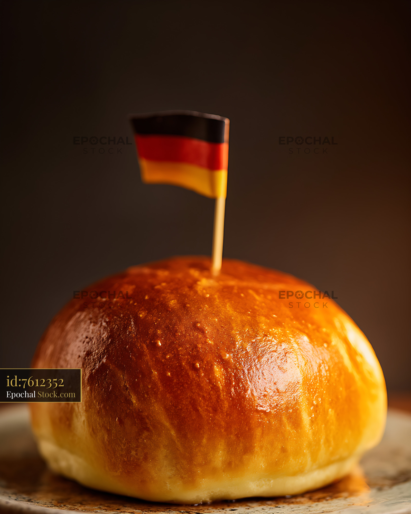 Golden Baked Bierocks with German Flag - Traditional Bread Pastry - stock photo