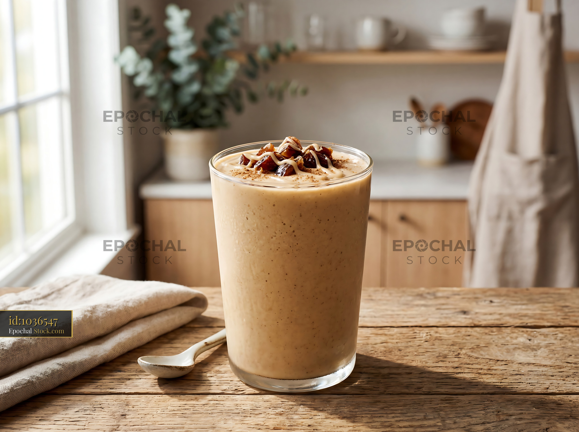 Tahini Date Shake with Chocolate Garnish - stock photo