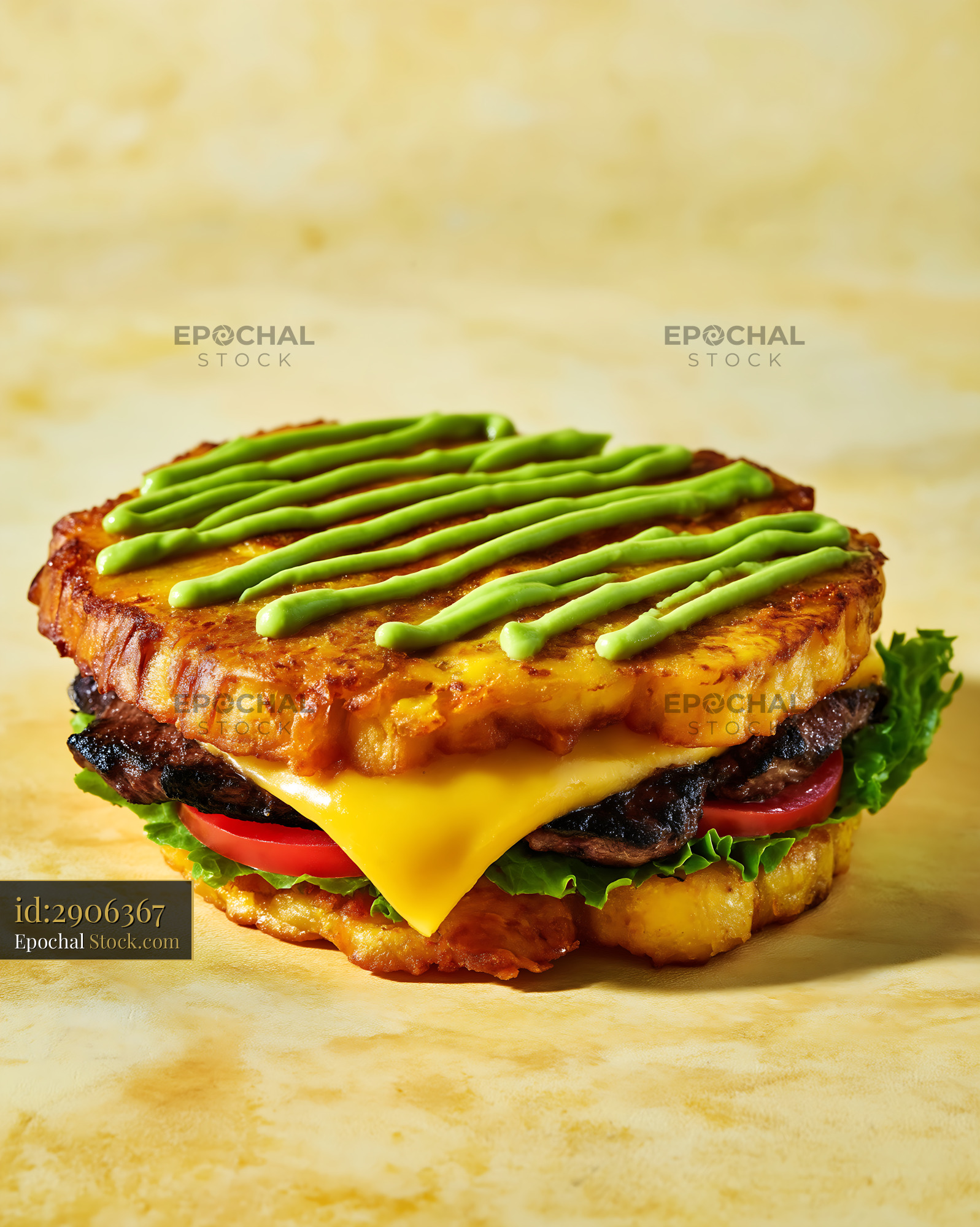 Gourmet Jibarito Burger with Green Beans - stock photo