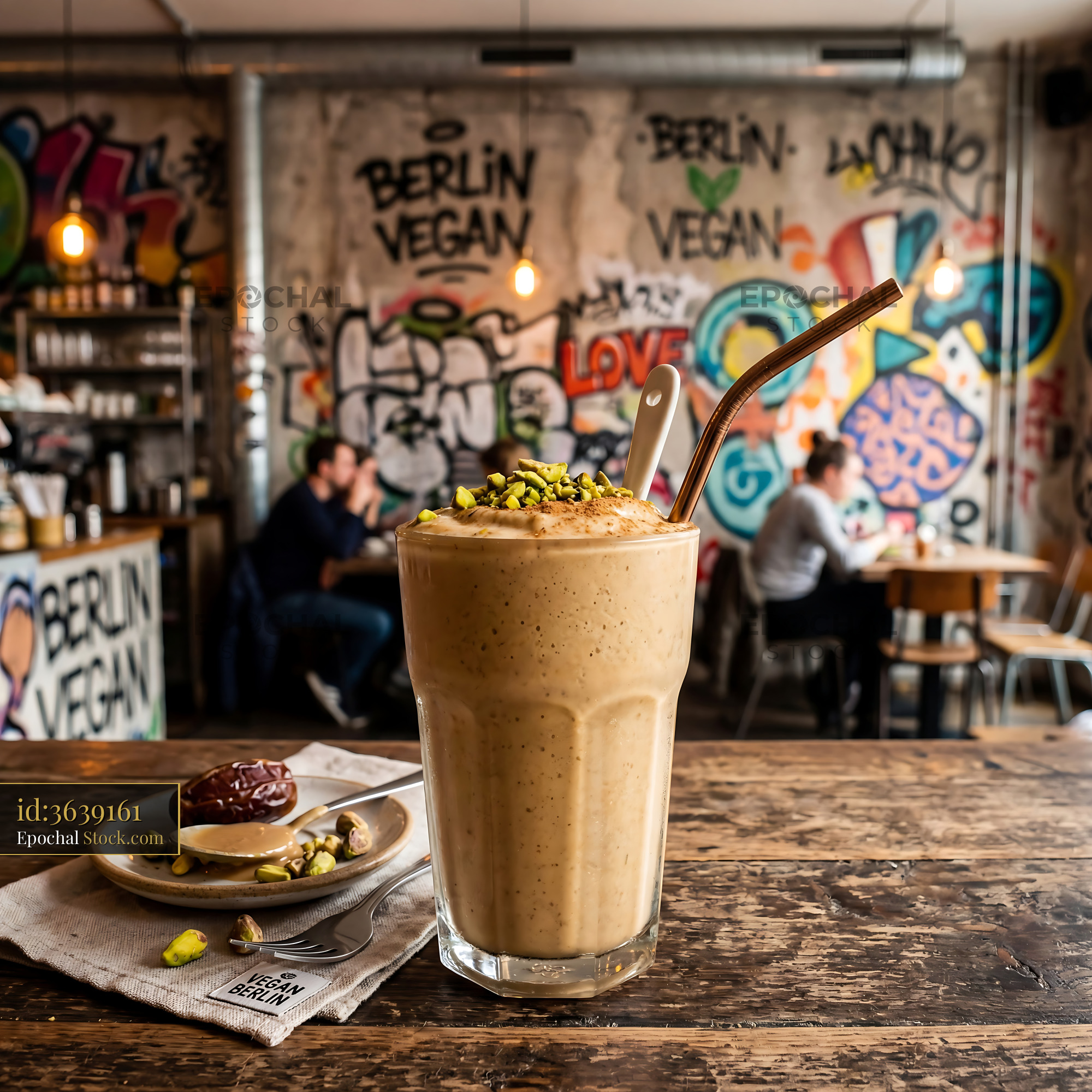 Tahini Date Shake at Berlin Vegan Cafe - stock photo