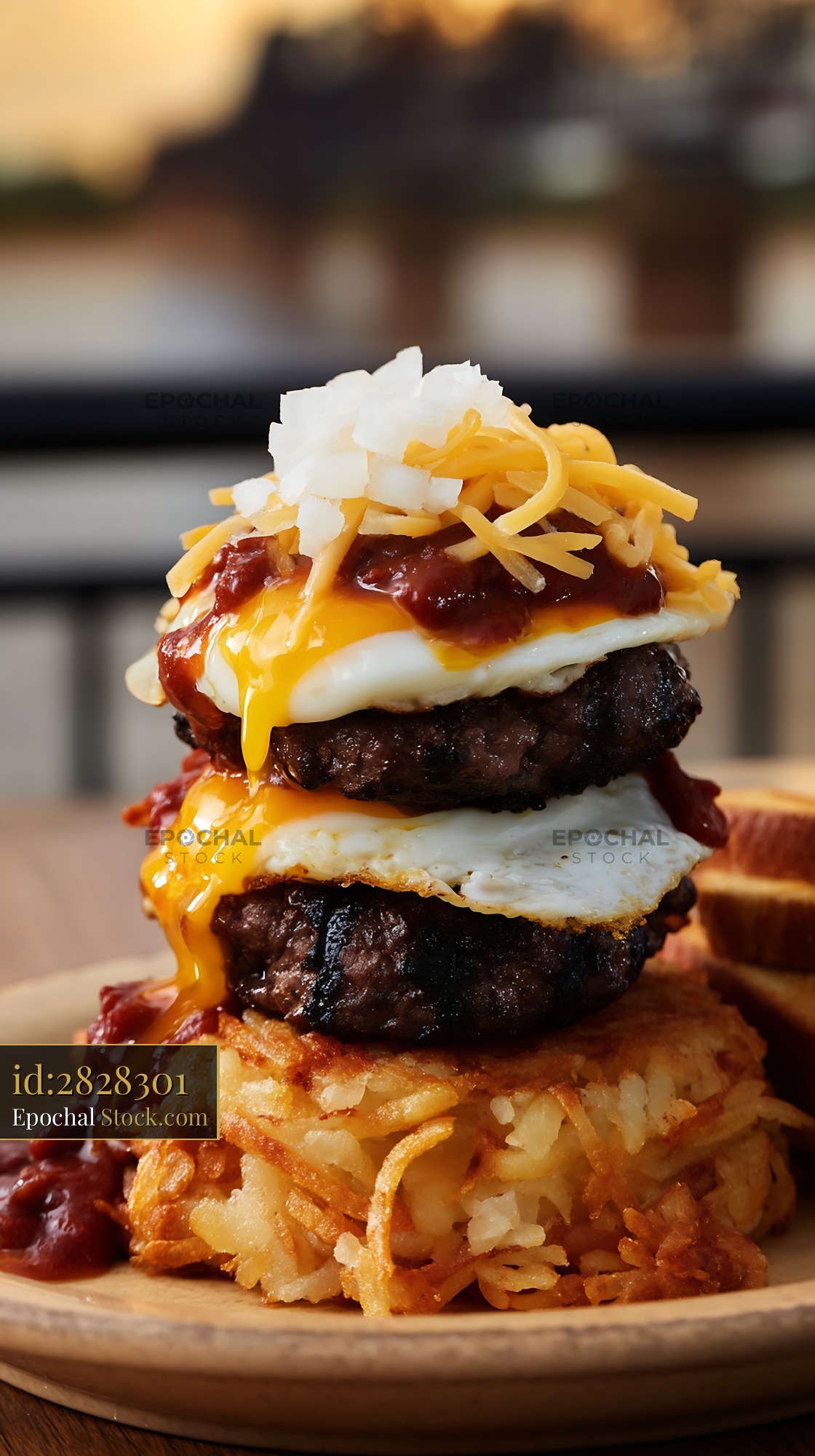 St. Louis Slinger Double-Stack Cheeseburger - stock photo